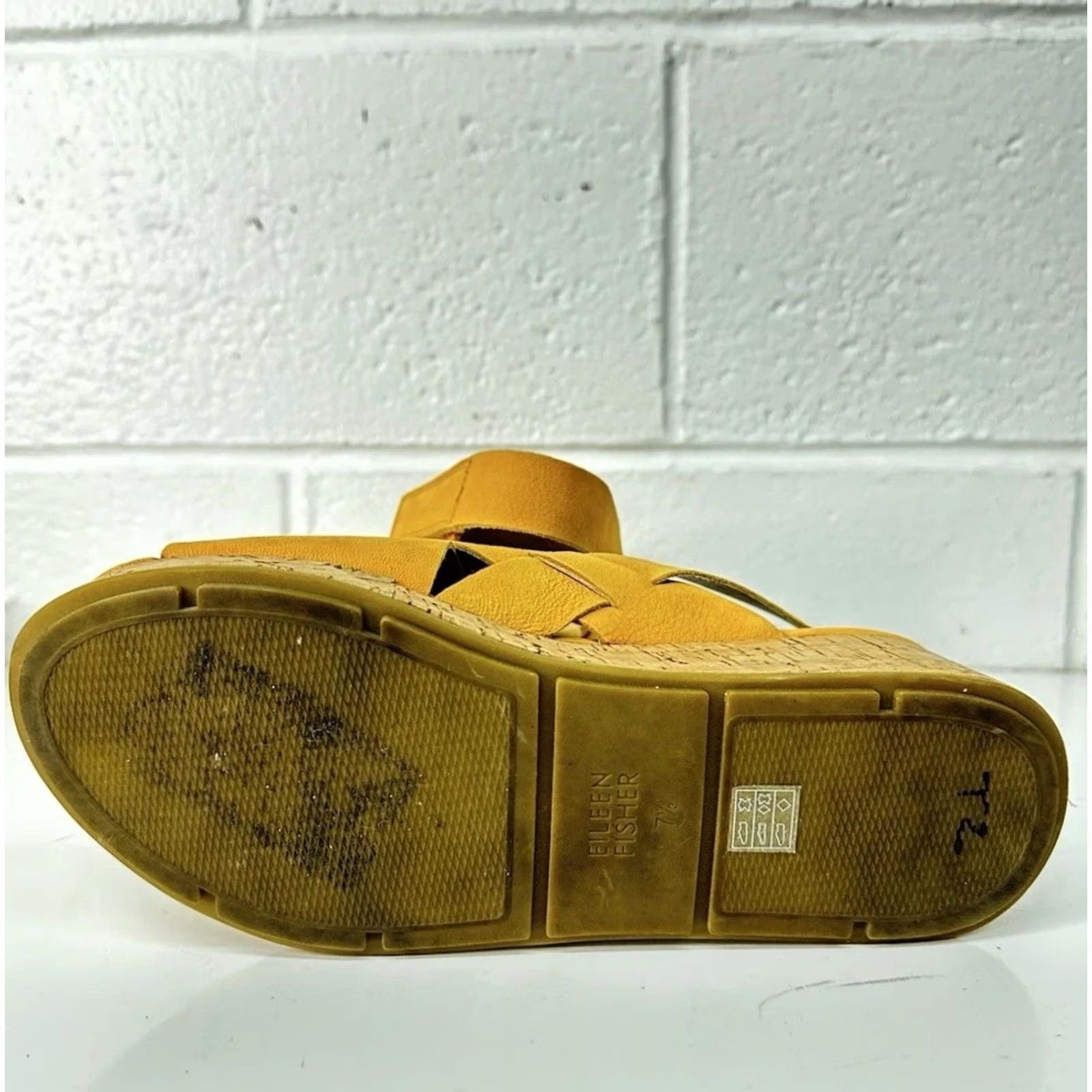 Eileen Fisher EILEEN FISHER Sandals Wedge Platform Cork Timor Espadrille Women’s Size 7.5 M Mango Leather Hook & Loop Size US 8 / IT 38 - 7 Thumbnail