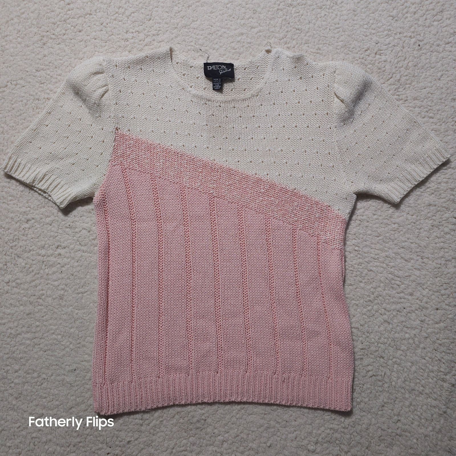 Other Dalton Studio Vintage Pink White Pointelle Knit Sweater M Size M / US 6-8 / IT 42-44 - 1 Thumbnail