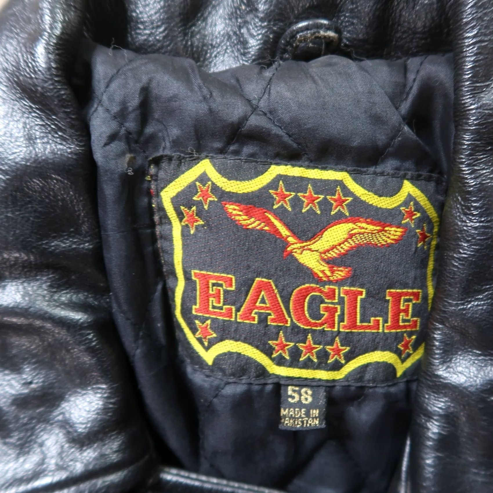Vintage VINTAGE Eagle Leather Motorcycle Coat Men's 58 Black Bomber Jacket Lined Size US XXL / EU 58 / 5 - 3 Thumbnail