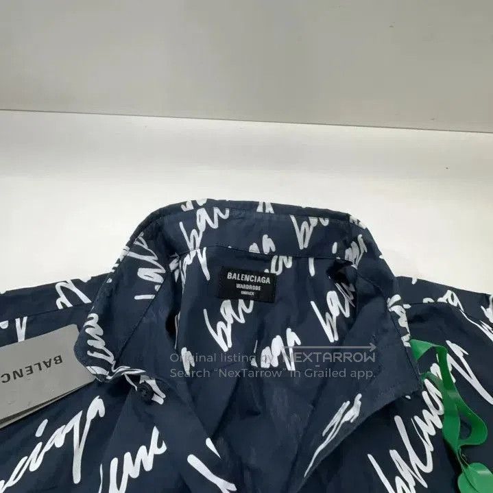 Balenciaga SS22 Logo Blue Long Sleeve Shirt.