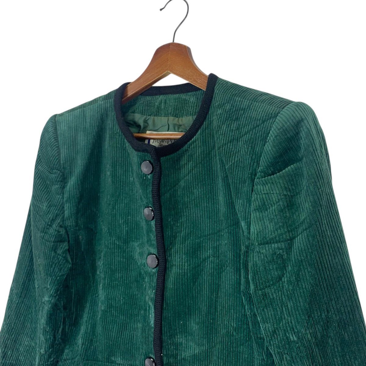 Vintage × Yves Saint Laurent Vintage YSL Dark Green Cropped Jacket Size M / US 6-8 / IT 42-44 - 4 Thumbnail