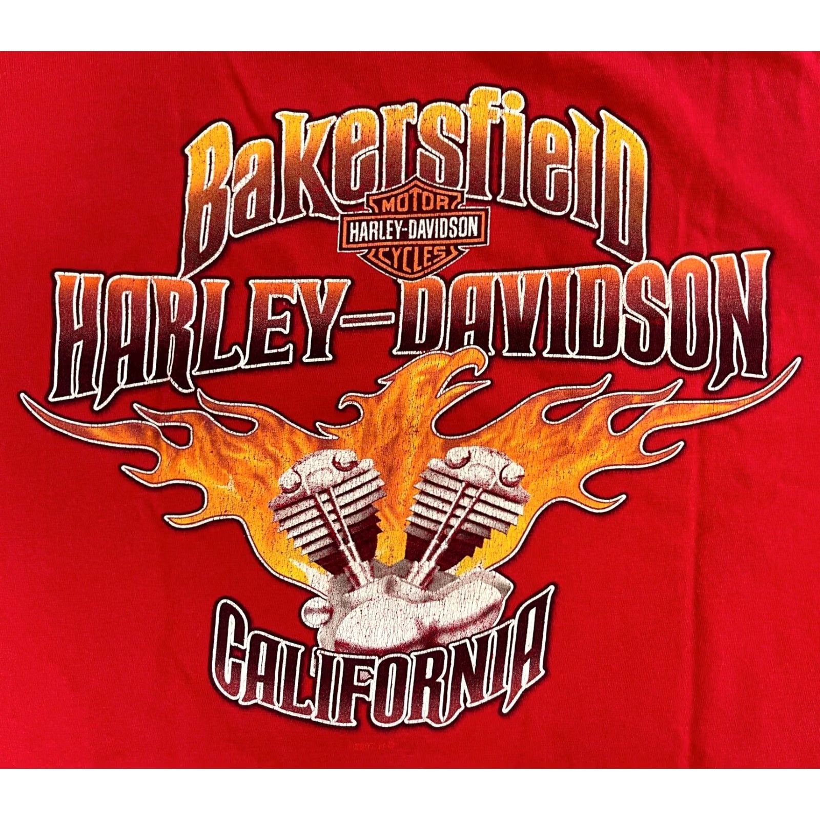 Harley Davidson VINTAGE Harley-Davidson T-Shirt Men Bakersfield California Double-Sided XL Red 2008 California Motorcycle 90s? Size US XL / EU 56 / 4 - 3 Thumbnail