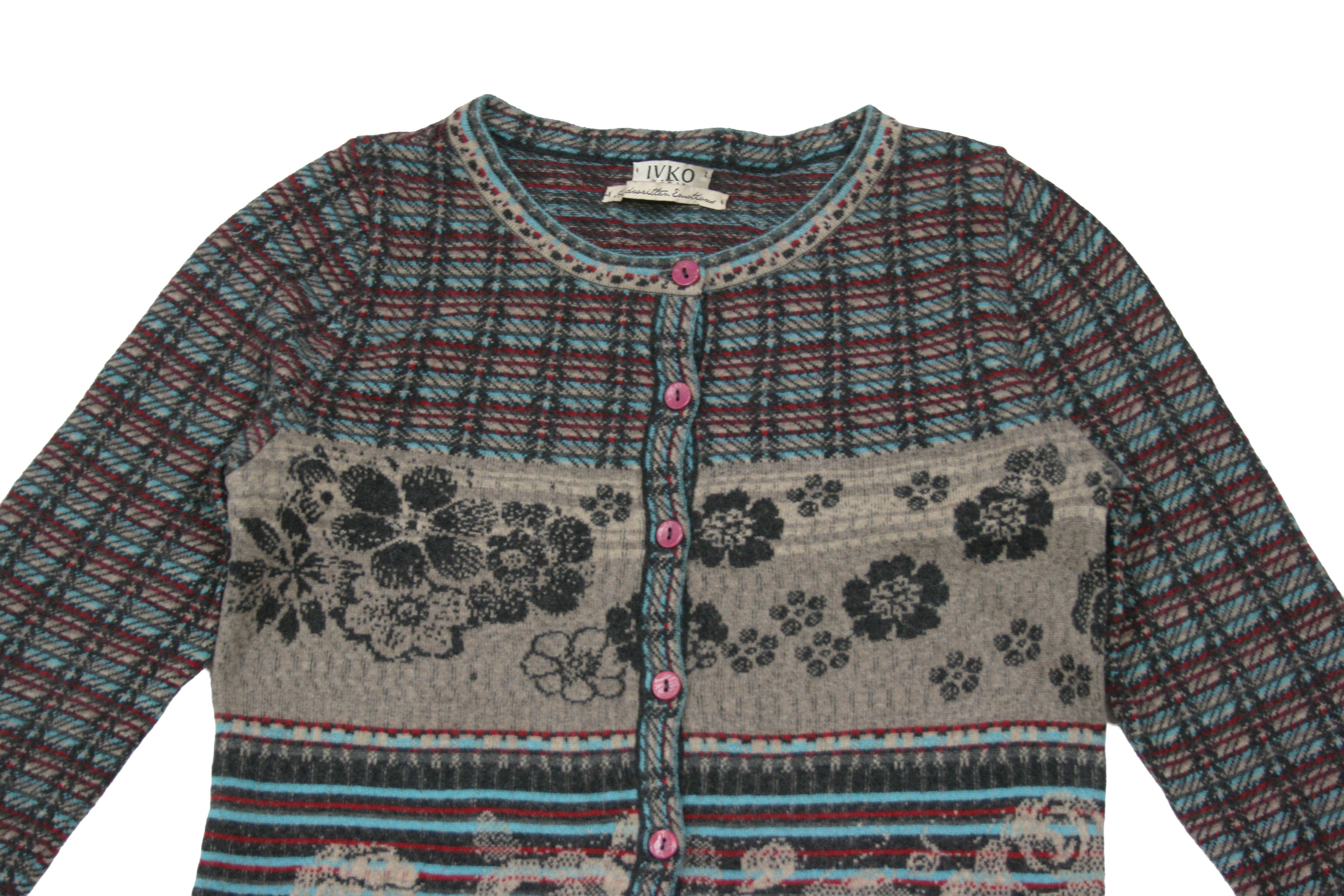 Other Ivko Float Floral Wool Intarsia Knit Cardigan Size S / US 4 / IT 40 - 3 Thumbnail