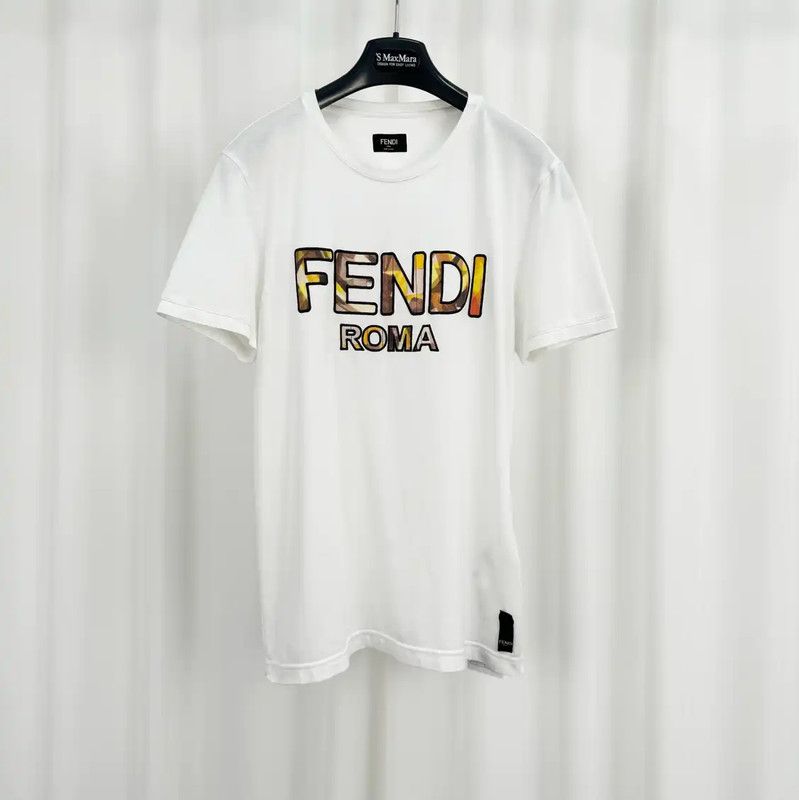 Fendi Summer White Cotton Logo T-Shirt 0089