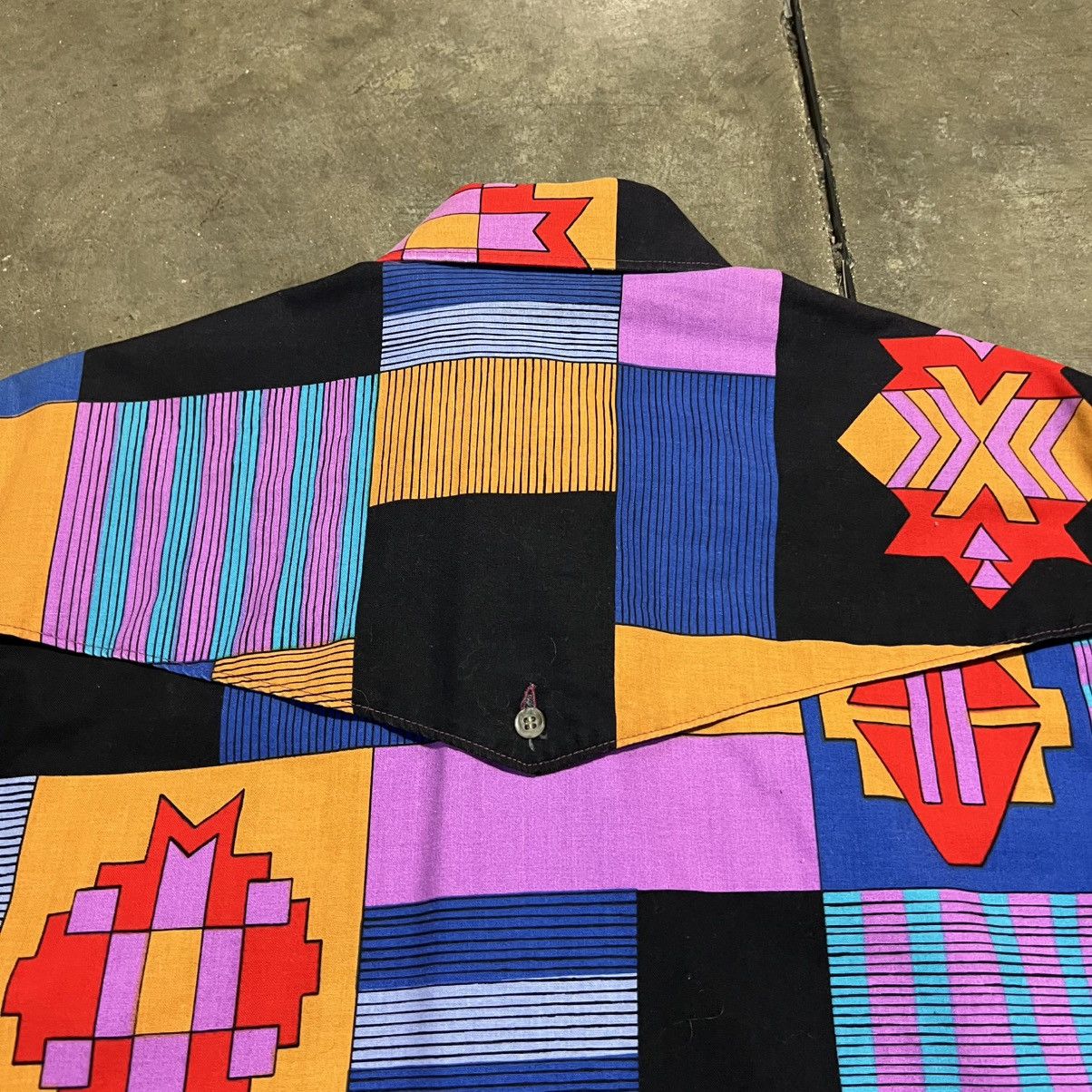 Vintage × Wrangler Vintage 80s Wrangler Brushpopper Cowboy Cut Aztec Button Up Size US L / EU 52-54 / 3 - 6 Thumbnail