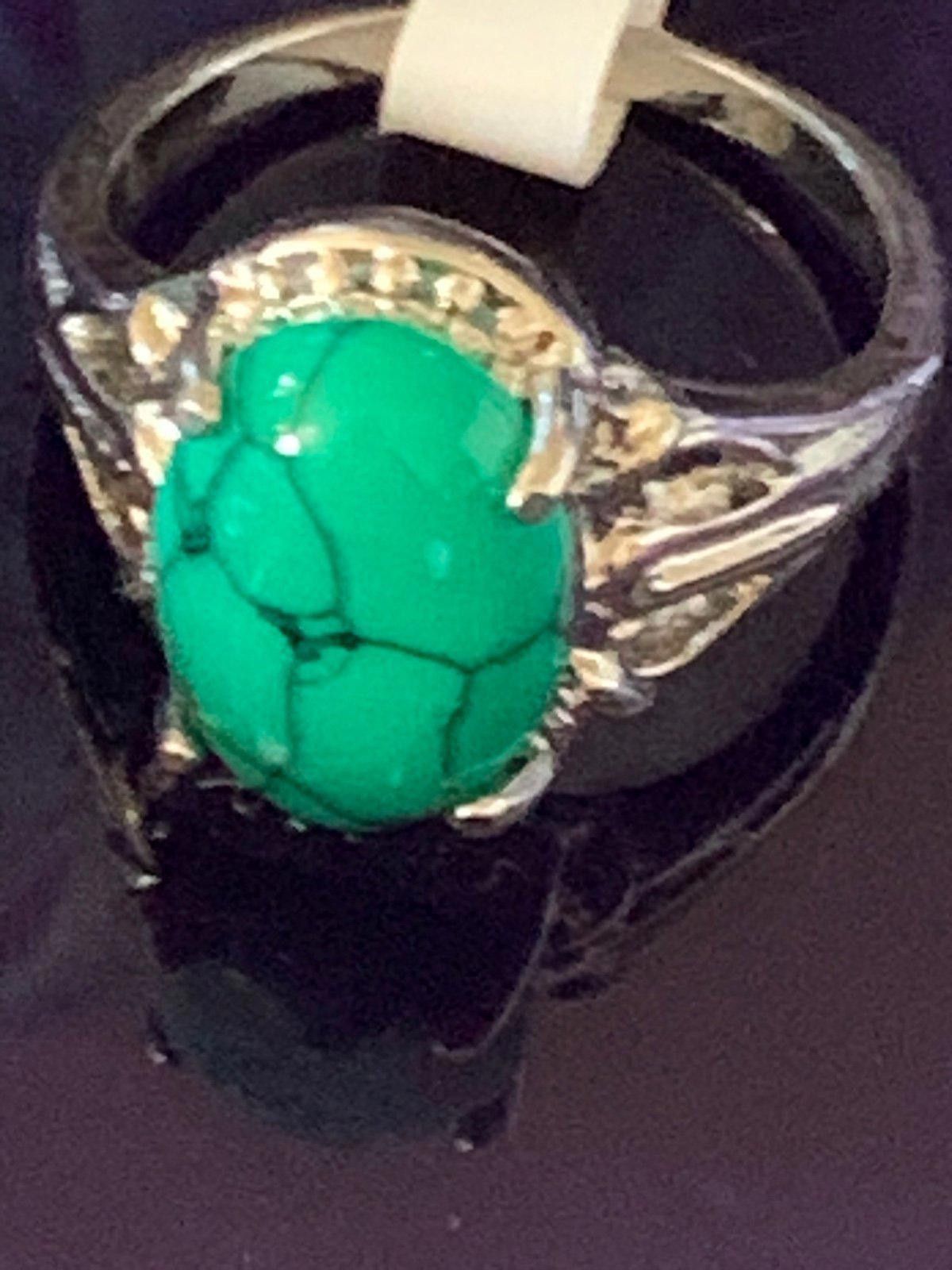 Designer Stunning Turquoise Ring Size 7 - Vintage Design Size ONE SIZE - 1 Thumbnail