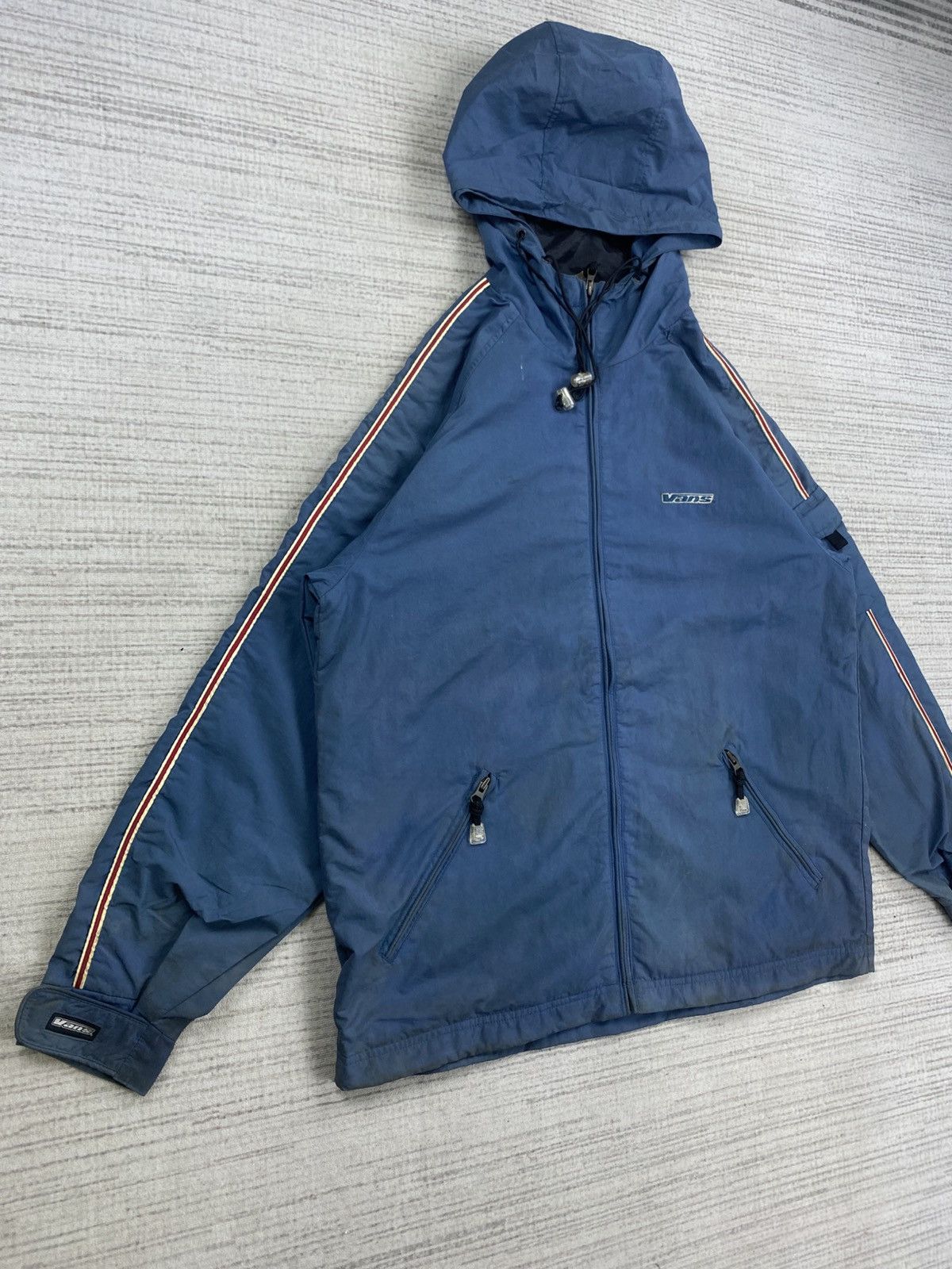 Vans × Vintage Vintage 90s Vans Distressed Zipper Hoodie Jacket Size US L / EU 52-54 / 3 - 3 Thumbnail
