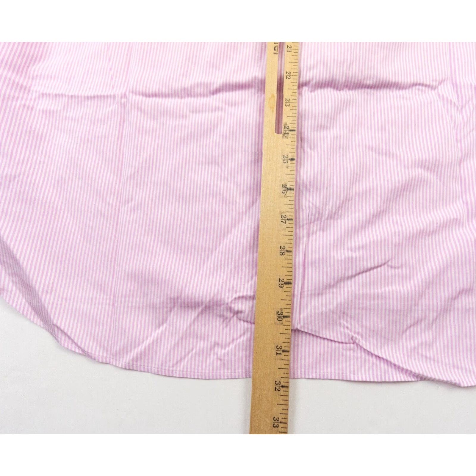 Vintage Hickey Freeman Men's 17 Pink Striped Button-Up Dress Shirt Long Sleeve Preppy Size 46R - 7 Thumbnail
