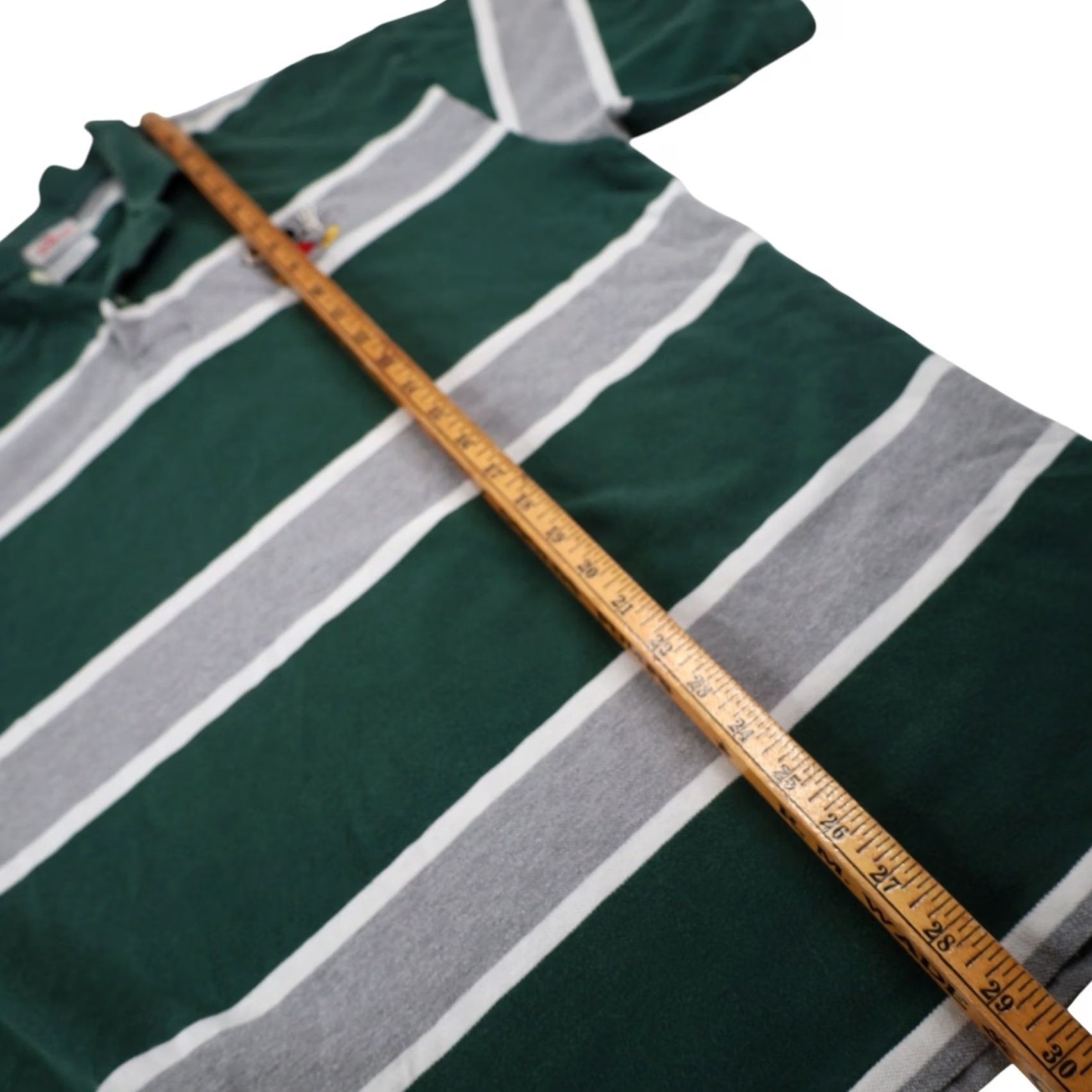 Disney VINTAGE Disney Mickey Varsity Squad Striped Polo Shirt XL Mens Green Gray Size US XL / EU 56 / 4 - 8 Thumbnail