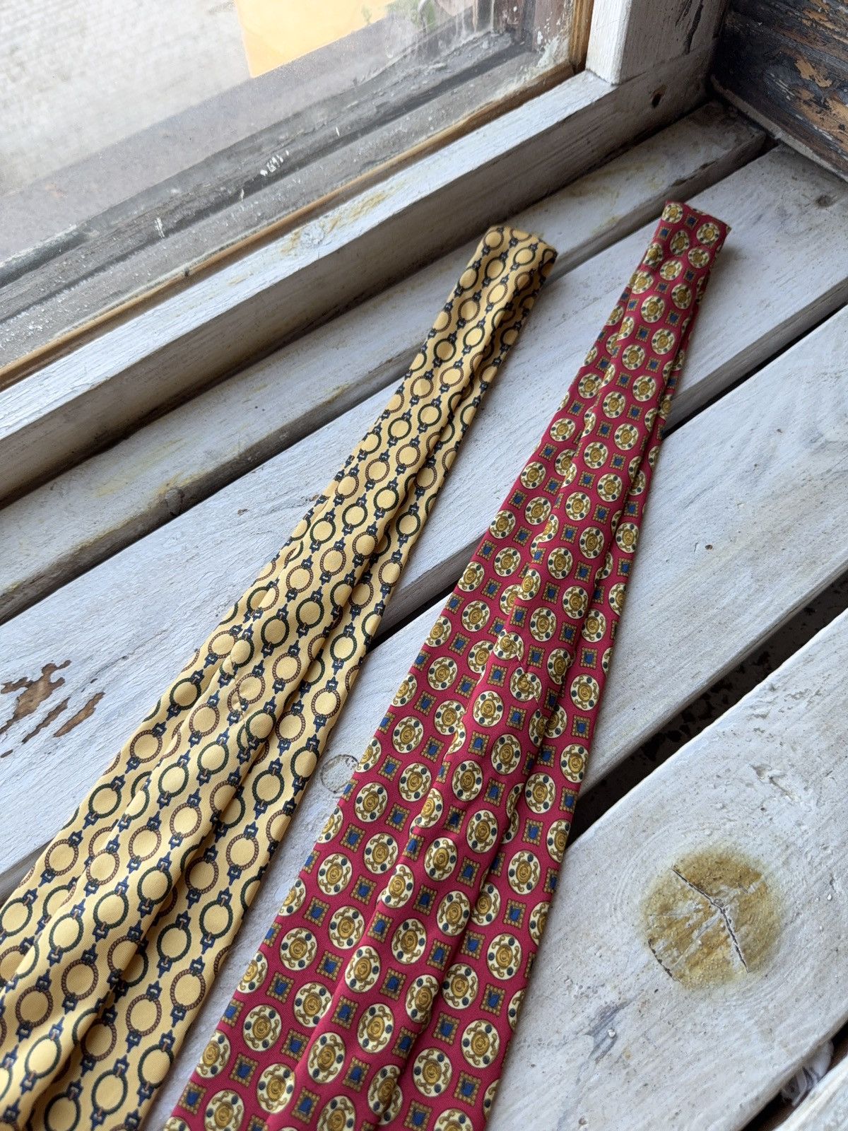 Designer Lot of 2 Vintage Sergio Silk Ties Geometric Retro Pattern Size ONE SIZE - 6 Thumbnail