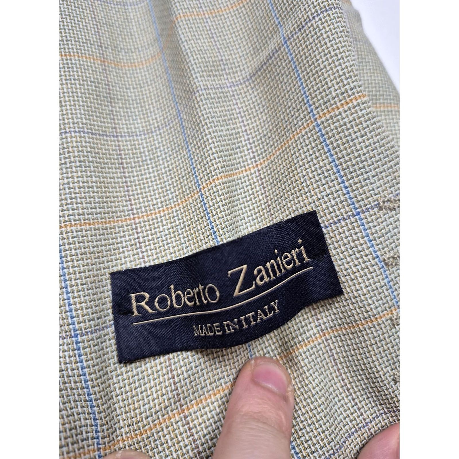 Vintage VINTAGE RobeRto Zanieri Blazer Mens 42L Beige Wool Plaid Sport Coat Made Italy Jacket Size 42R - 5 Thumbnail