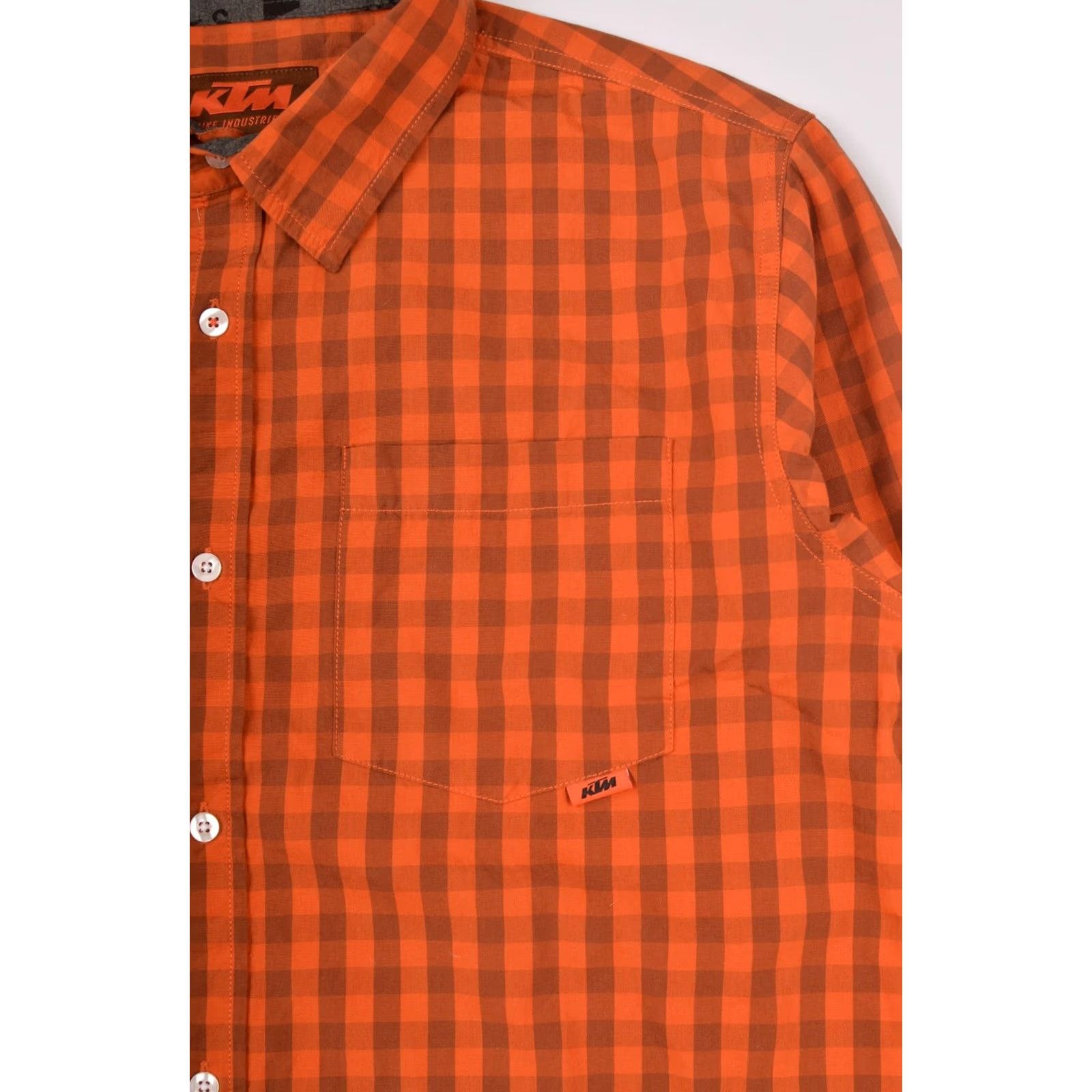 Vintage KTM Bike Industries Factory Team Orange Check Button Shirt Racing Size L Mens Size US L / EU 52-54 / 3 - 2 Thumbnail