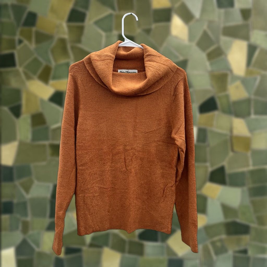 Jim Thompson VINTAGE Norm Thompson Womens Sweater Orange Long Sleeve Turtleneck Size Large Pullover Knitted Knit-Style All Seasons 90s City Classic Womens Size L / US 10 / IT 46 - 1 Thumbnail