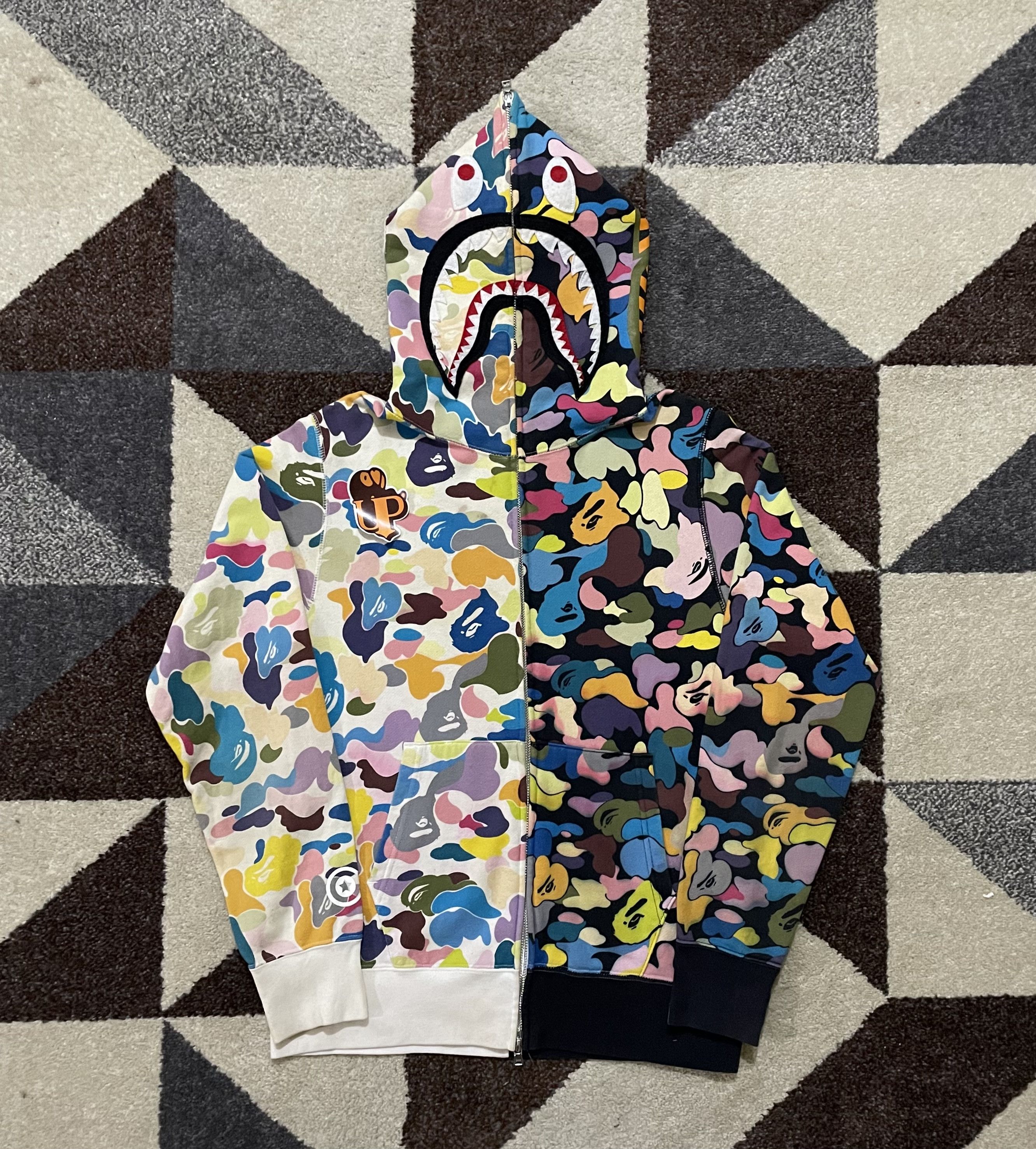 Bape BAPE X KIDSUPER CAMO SHARK FULL ZIP HOODIE MENS | Grailed