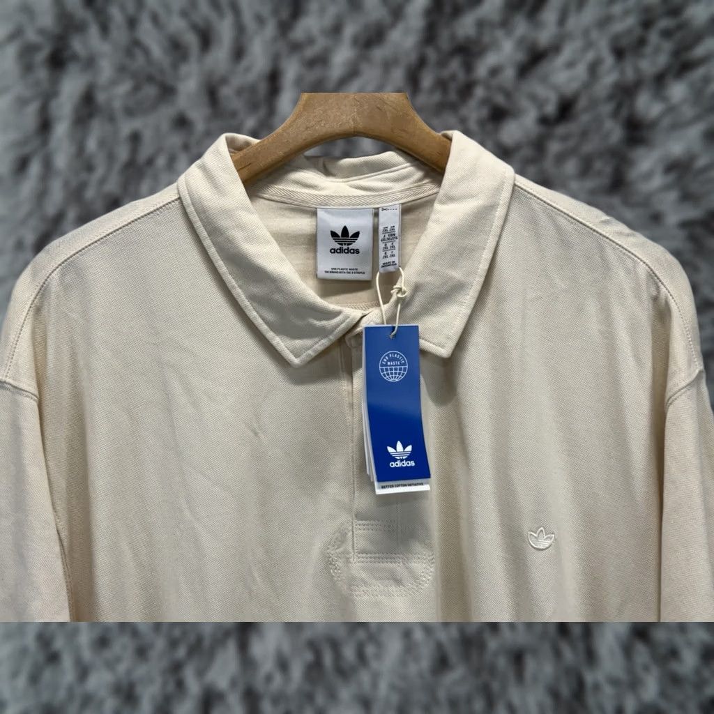 Adidas Adidas Originals Essentials Polo Shirt Mens 2XL Beige Knit Short Sleeve Collared Classic Logo Shirt Size US XXL / EU 58 / 5 - 1 Thumbnail