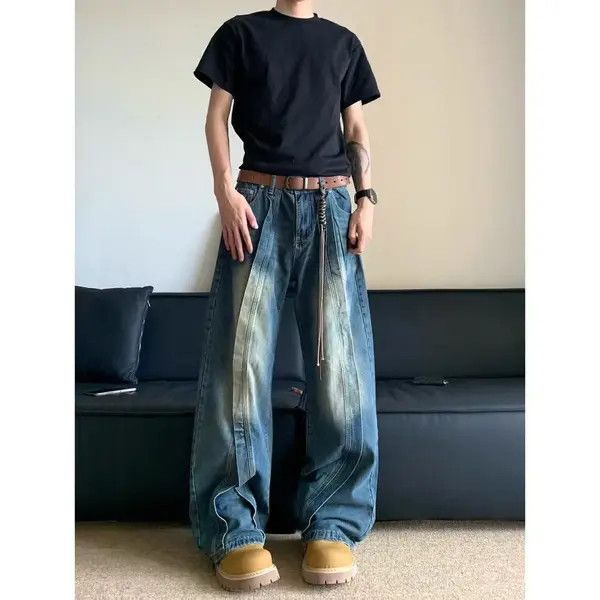Japanese Brand Megumi x Saki Men's blue washed distressed straight jeans Size US 32 / EU 48 - 5 Thumbnail