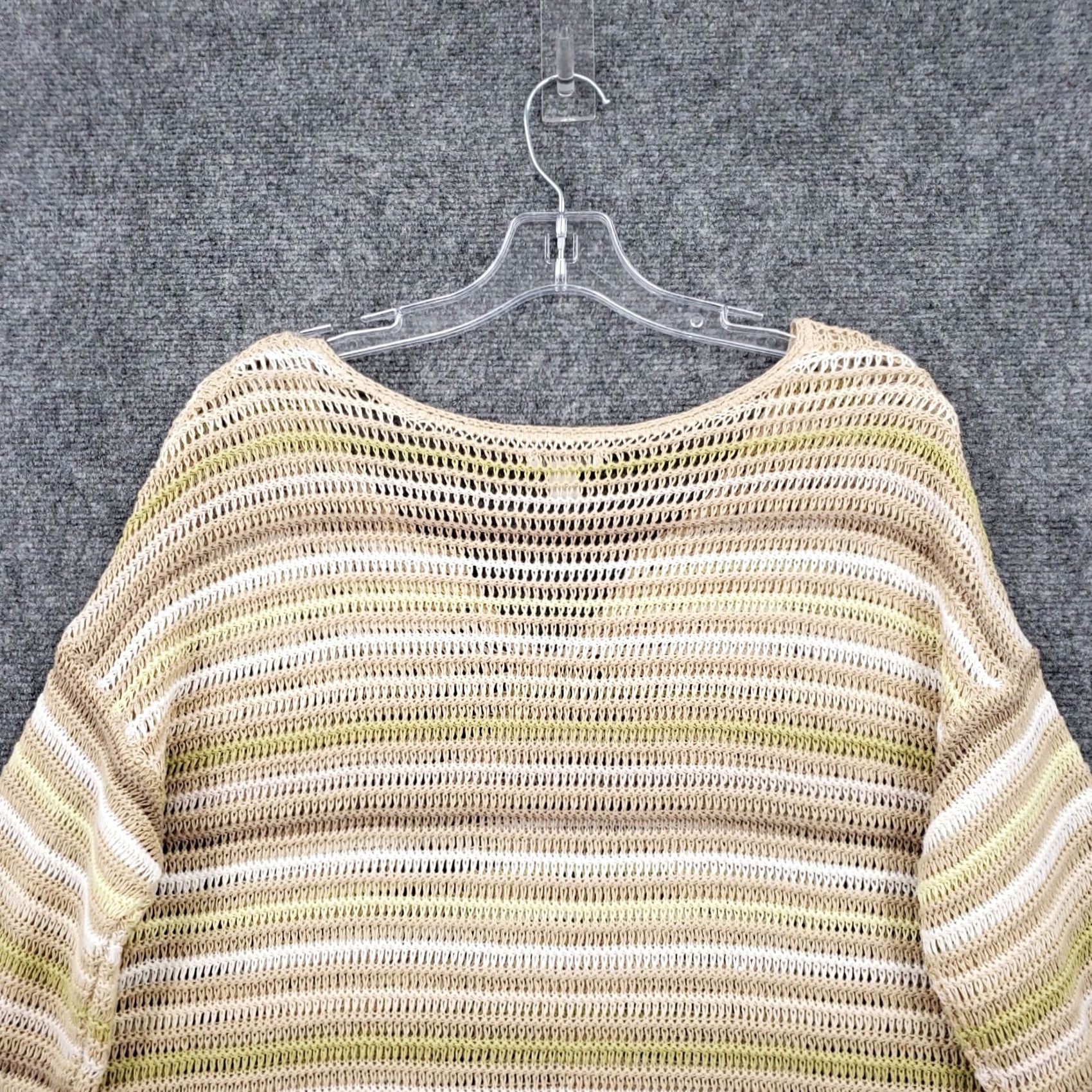 J. Jill J. Jill Sweater Womens M Medium Beige Yellow Tunic Striped Long Sleeve Open Knit Size M / US 6-8 / IT 42-44 - 7 Thumbnail