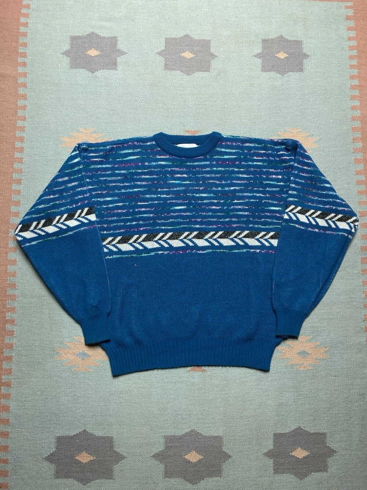 Vintage Vintage 80s crewneck sweater acrylic knit striped large Size US L / EU 52-54 / 3 - 1 Thumbnail
