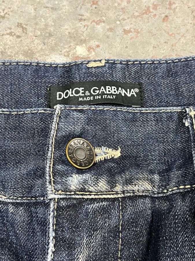 Designer × Dolce & Gabbana × Vintage 2010s Dolce & Gabbana Navy Brut Denim Jeans Size US 32 / EU 48 - 9 Thumbnail