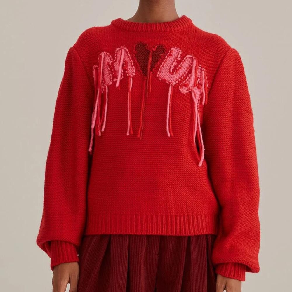 Farm Rio Farm Rio l NWT Amour Embroidered Knit Sweater Large Size L / US 10 / IT 46 - 1 Thumbnail