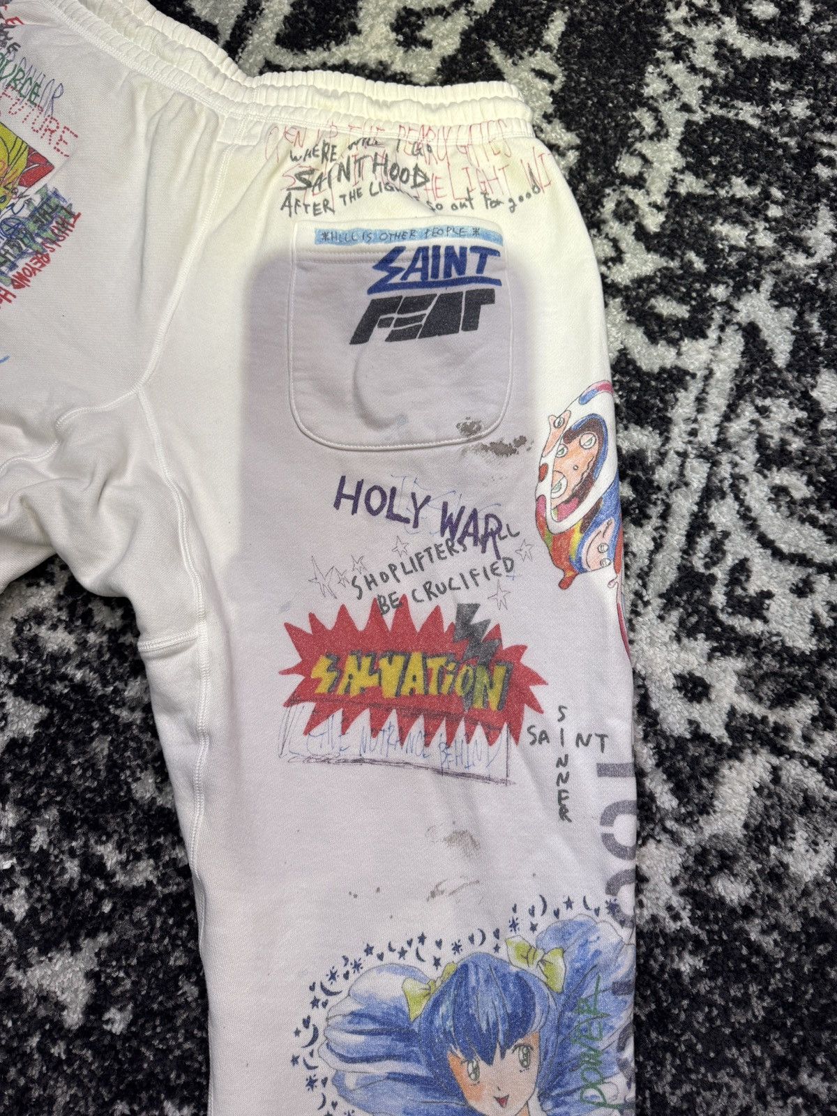 Saint Michael Saint Michael X Takashi Murakami Grafitti Sweat Pants LARGE Size US 34 / EU 50 - 8 Thumbnail