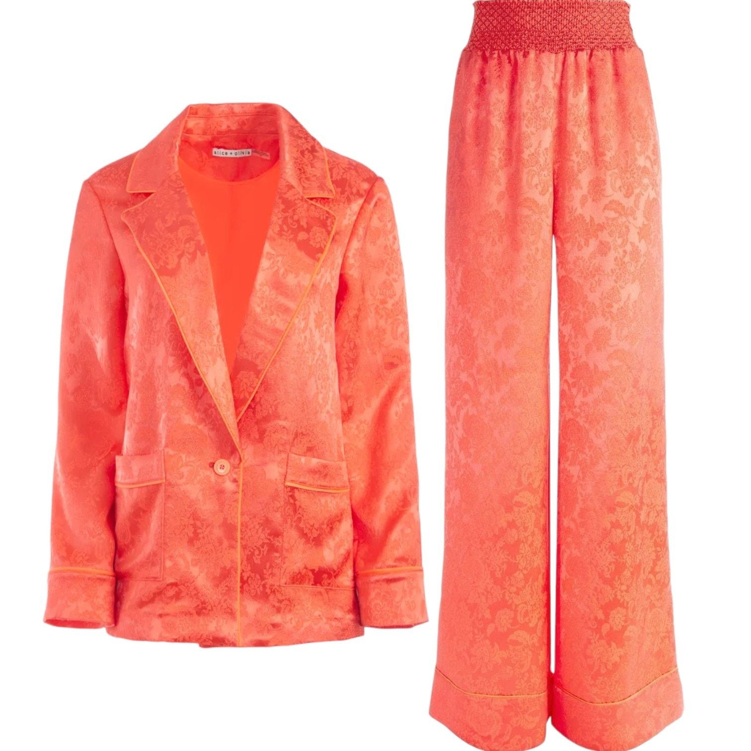 Alice + Olivia ALICE+OLIVIA Floral Embossed Sleep Jacket + Pajama Pants, S Size S / US 4 / IT 40 - 1 Thumbnail