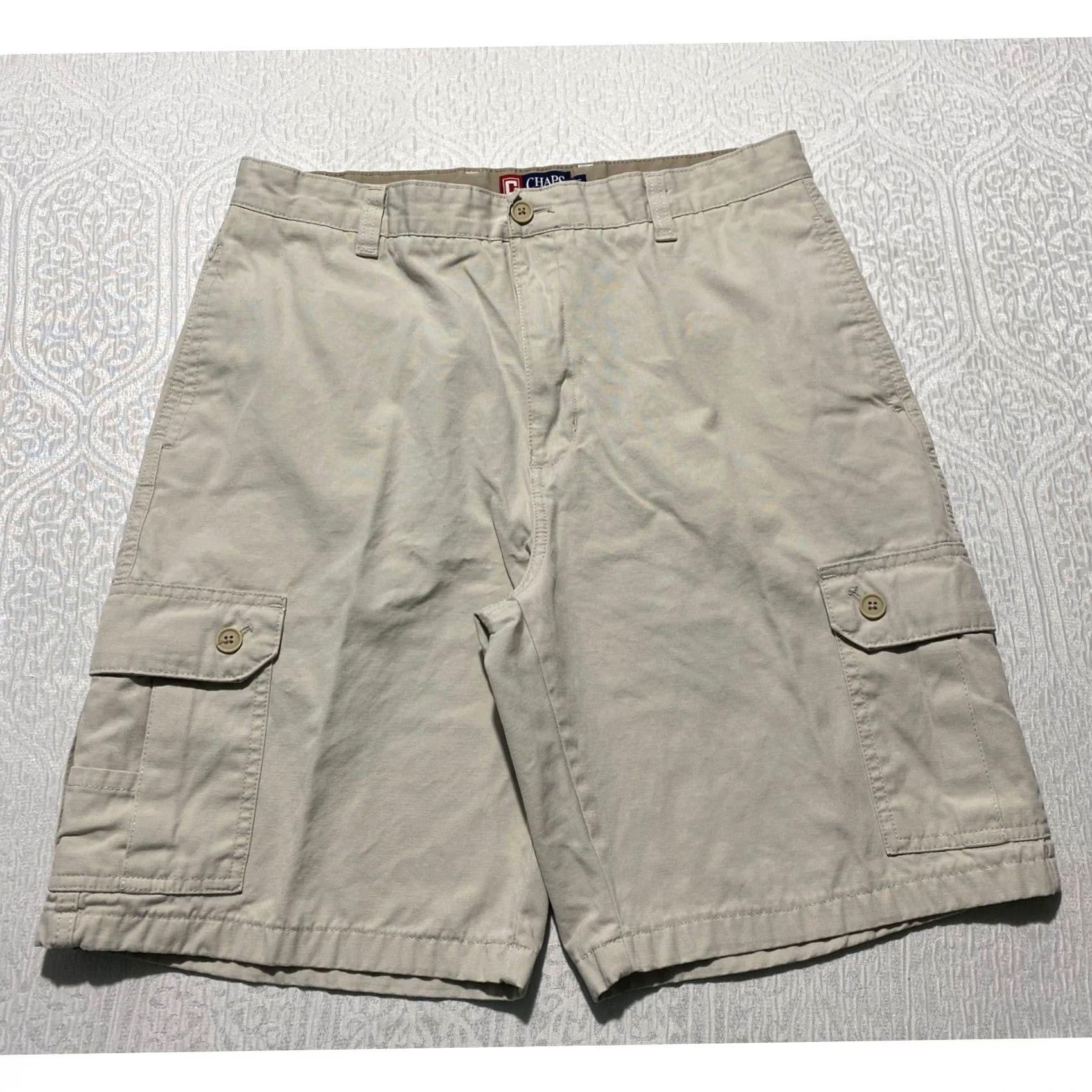 Chaps Chaps Cargo Shorts Mens 36 Tan Cotton Twill 9.5 Inseam Regular Cargo Pocket Placeholder? Size US 36 / EU 52 - 2 Thumbnail