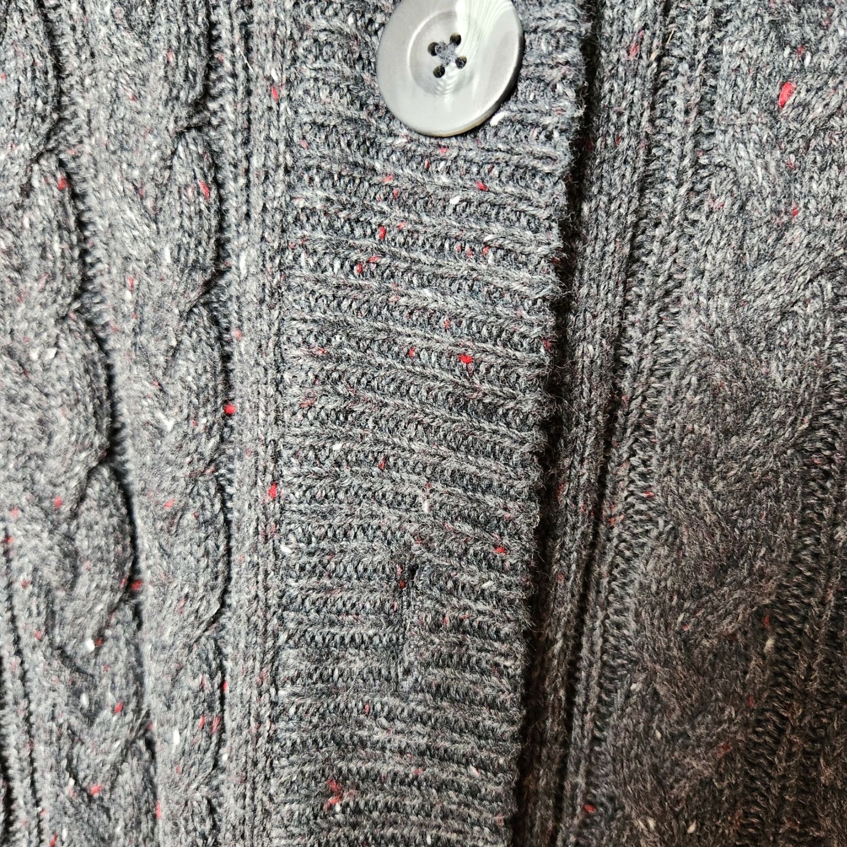 Vintage VINTAGE Bass Cardigan |M| Navy Flecked Cable Knit Buttonfront Raglan Sleeve Women's Sweater Size M / US 6-8 / IT 42-44 - 2 Thumbnail