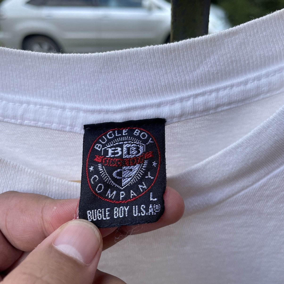 Bugle Boy × Vintage 🔥Vintage 90s Bugle Boy Big Logo Board Short Tee Size US L / EU 52-54 / 3 - 8 Thumbnail