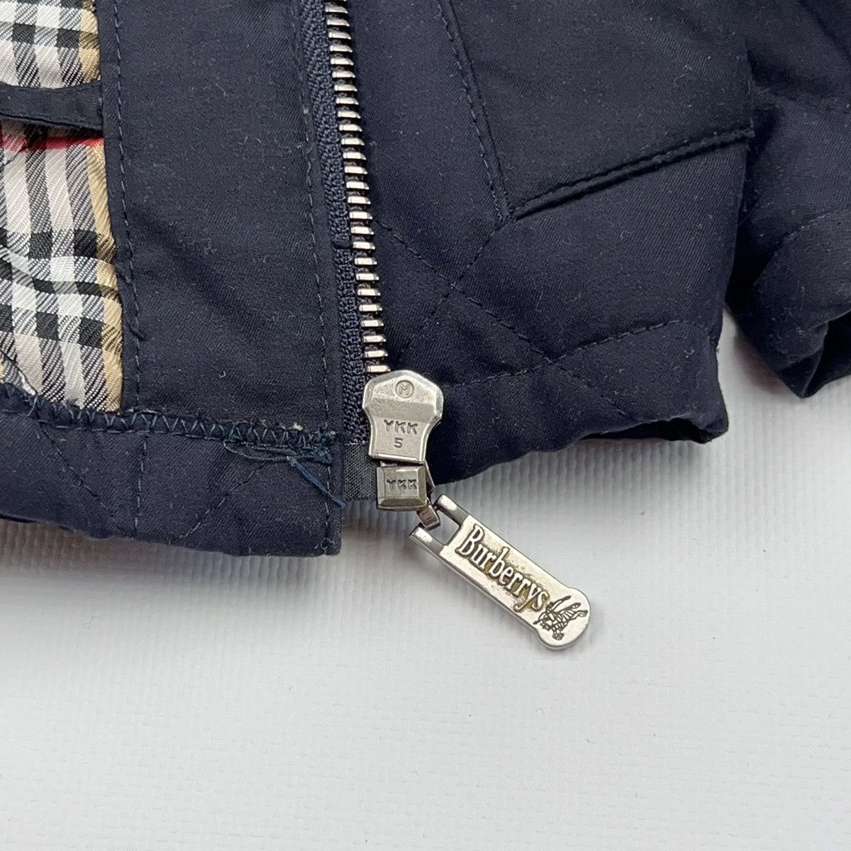 Burberry London Vintage Navy Nova Check Plaid Quilted Jacket