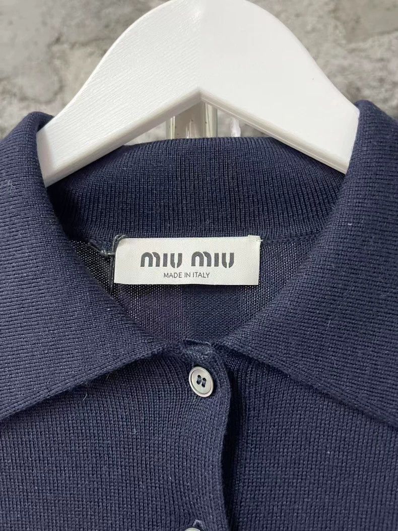Prada MiuMiu New Navy Blue Long Sleeve Polo -2505 Size US XXL / EU 58 / 5 - 6 Thumbnail