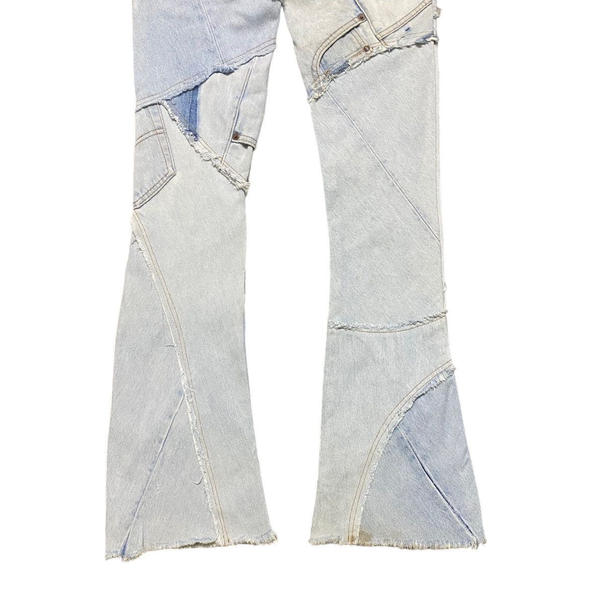 Japanese Brand JUNGLE CAT Reworked Recylce Paper Denim Flare Jeans Size US 28 / EU 44 - 14 Thumbnail