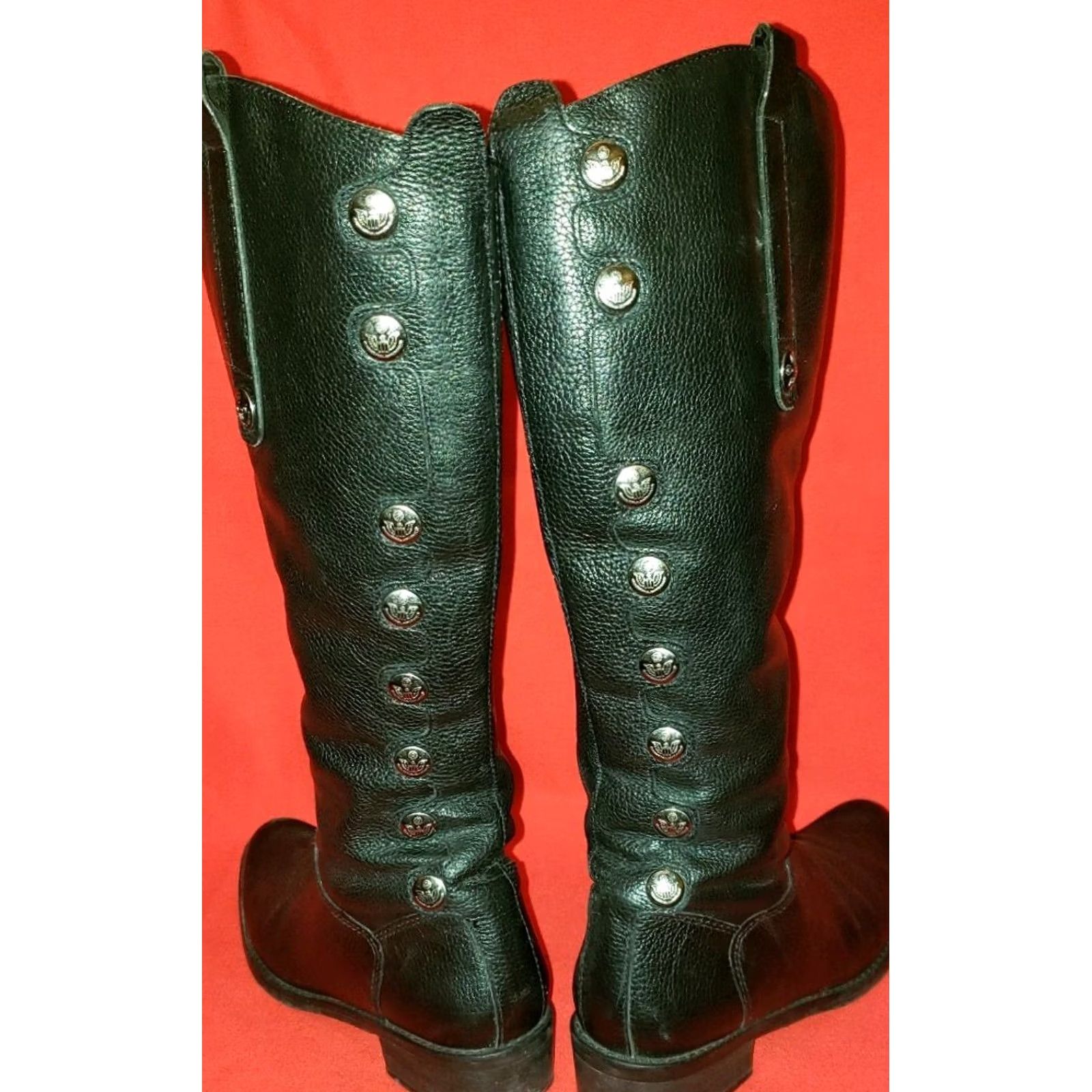 Matisse Matisse Sargent Riding Boots Black Real Leather 6.5M 9 Buttons Military Look Women Size US 5 / IT 35 - 2 Thumbnail