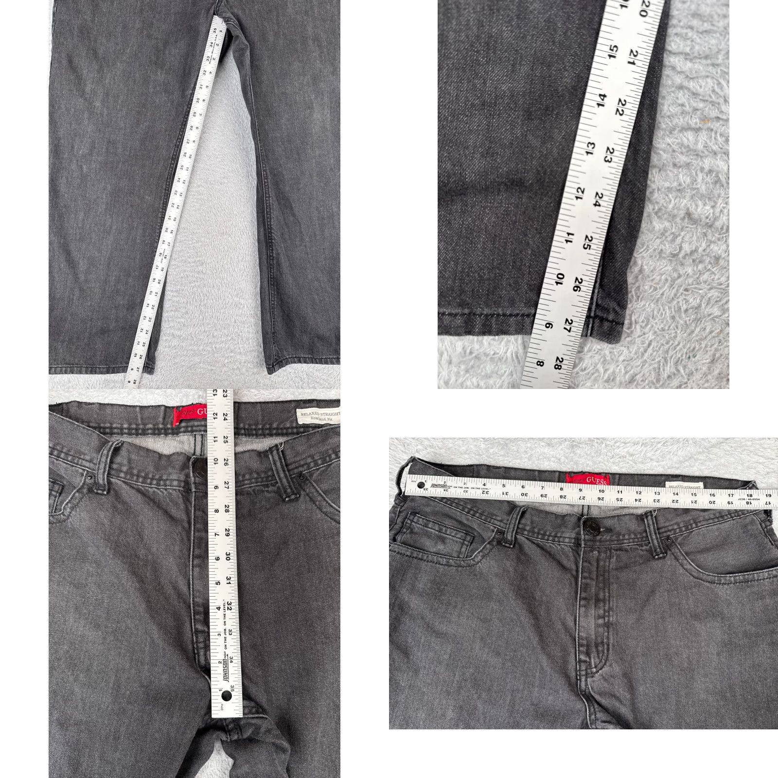Guess Guess Jeans Mens 40x30 Black Relaxed Straight Rowland Fit Cotton Blend Zip Fly Size US 40 / EU 56 - 8 Thumbnail