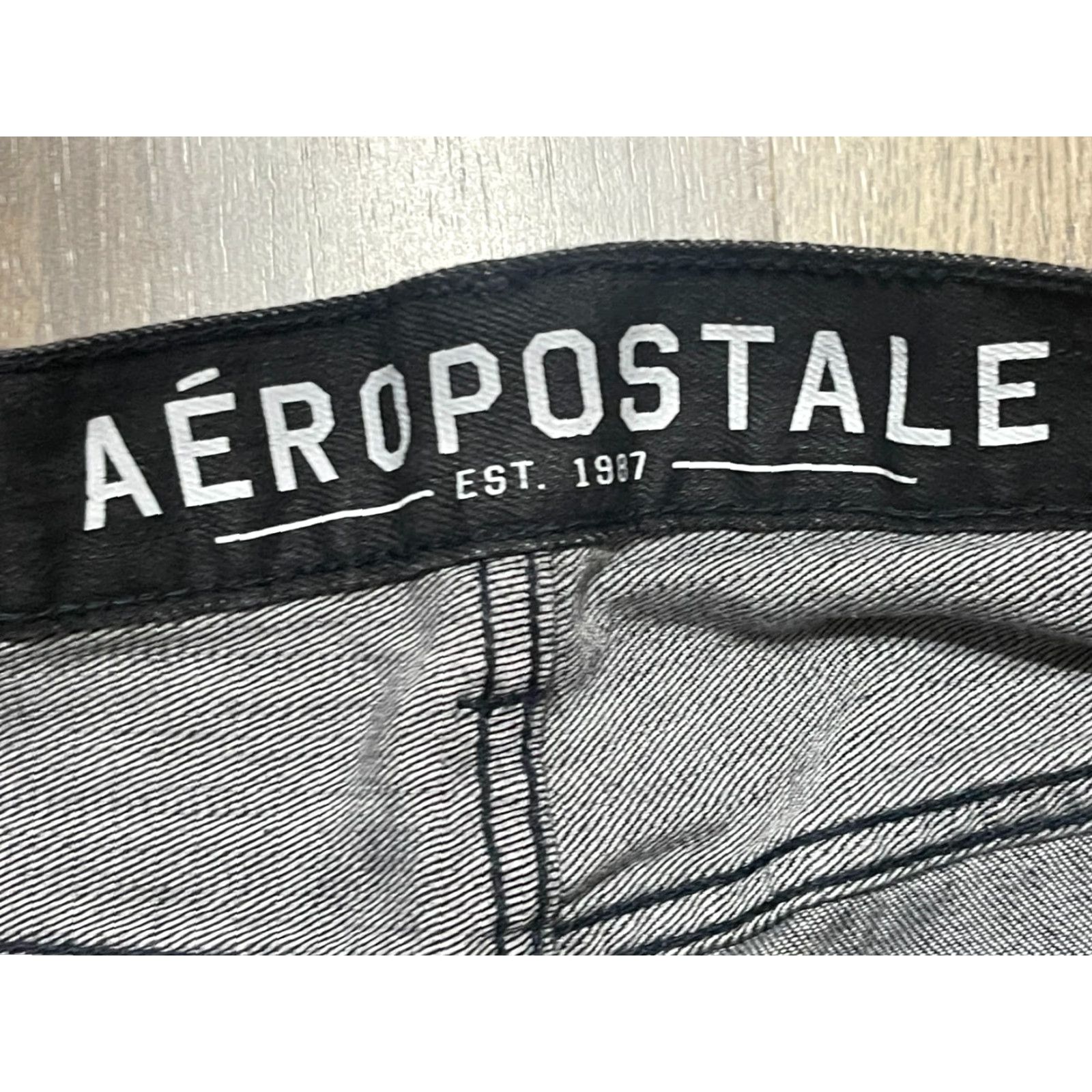 Aeropostale AeroPostale Jeans Men 30/34 Black Denim Bowery Slim Straight Jeans Slim Regular Inseam 34 Mens Size US 30 / EU 46 - 7 Thumbnail