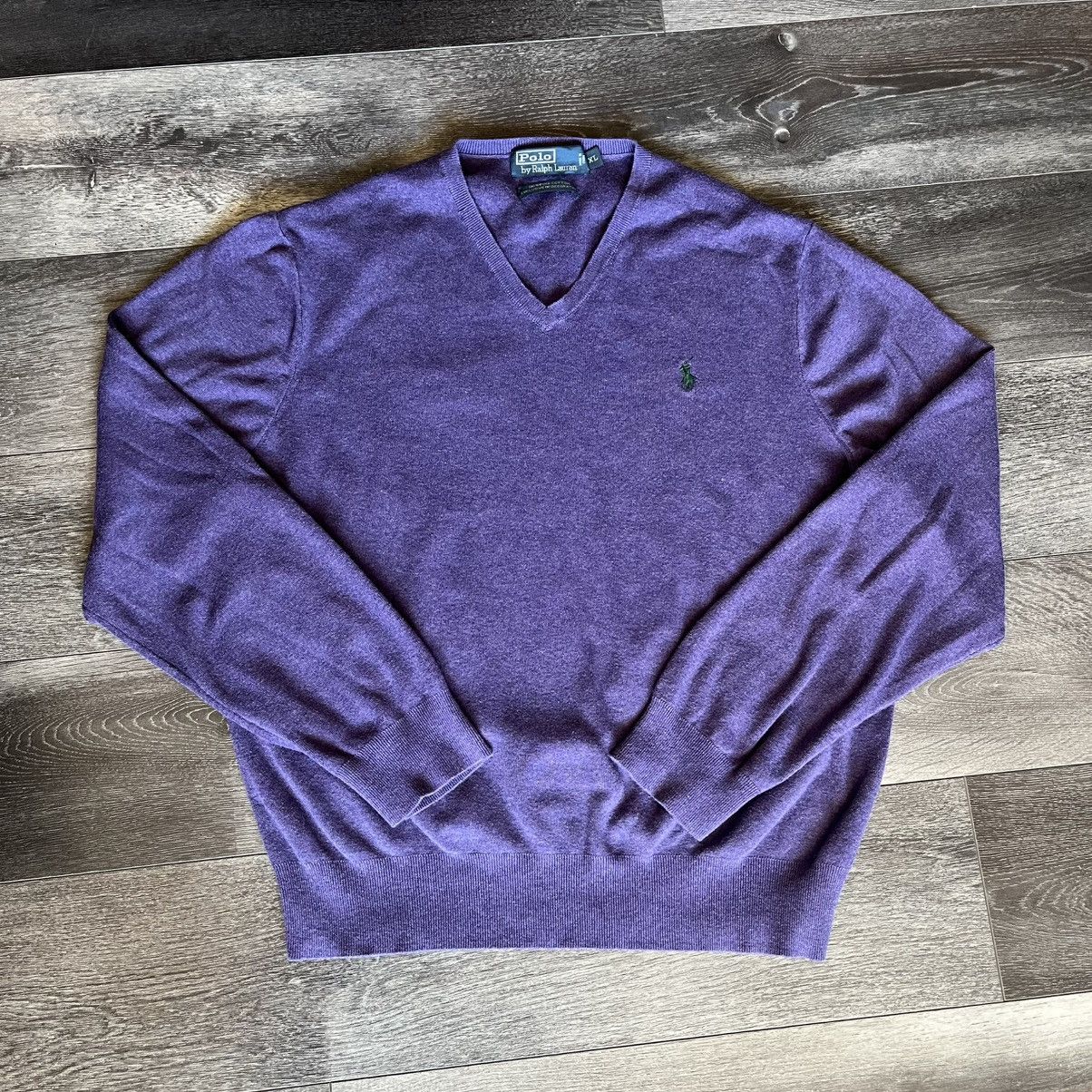 Polo Ralph Lauren Vintage Polo Ralph Lauren Small Basic Logo V Neck Sweater Size US XL / EU 56 / 4 - 1 Thumbnail