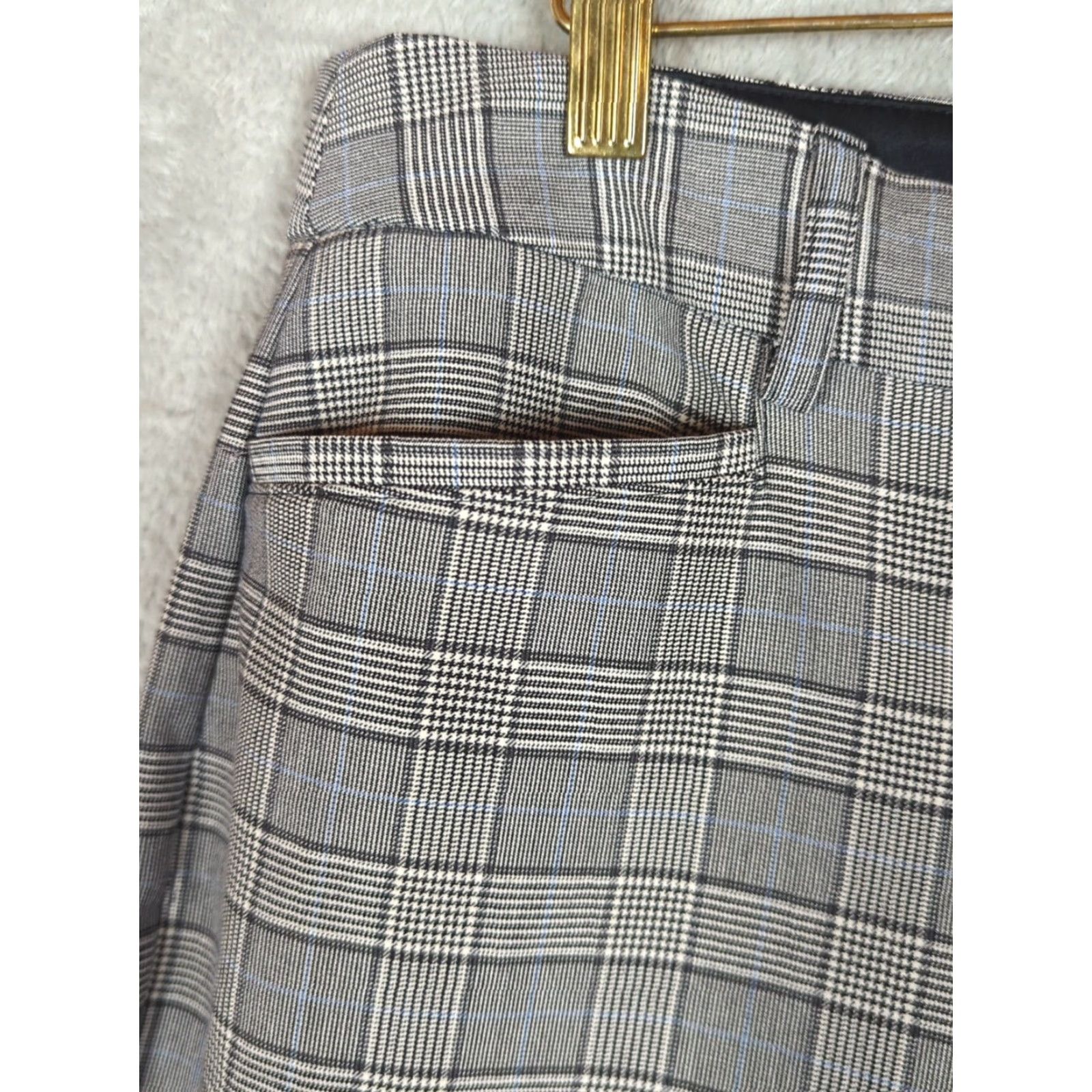 Express Express Columnist Barely Boot Mid Rise Stretch Pants Women 10R Gray Plaid Dress Pants, Bootcut, Regular Fit Size 32" / US 10 / IT 46 - 2 Thumbnail