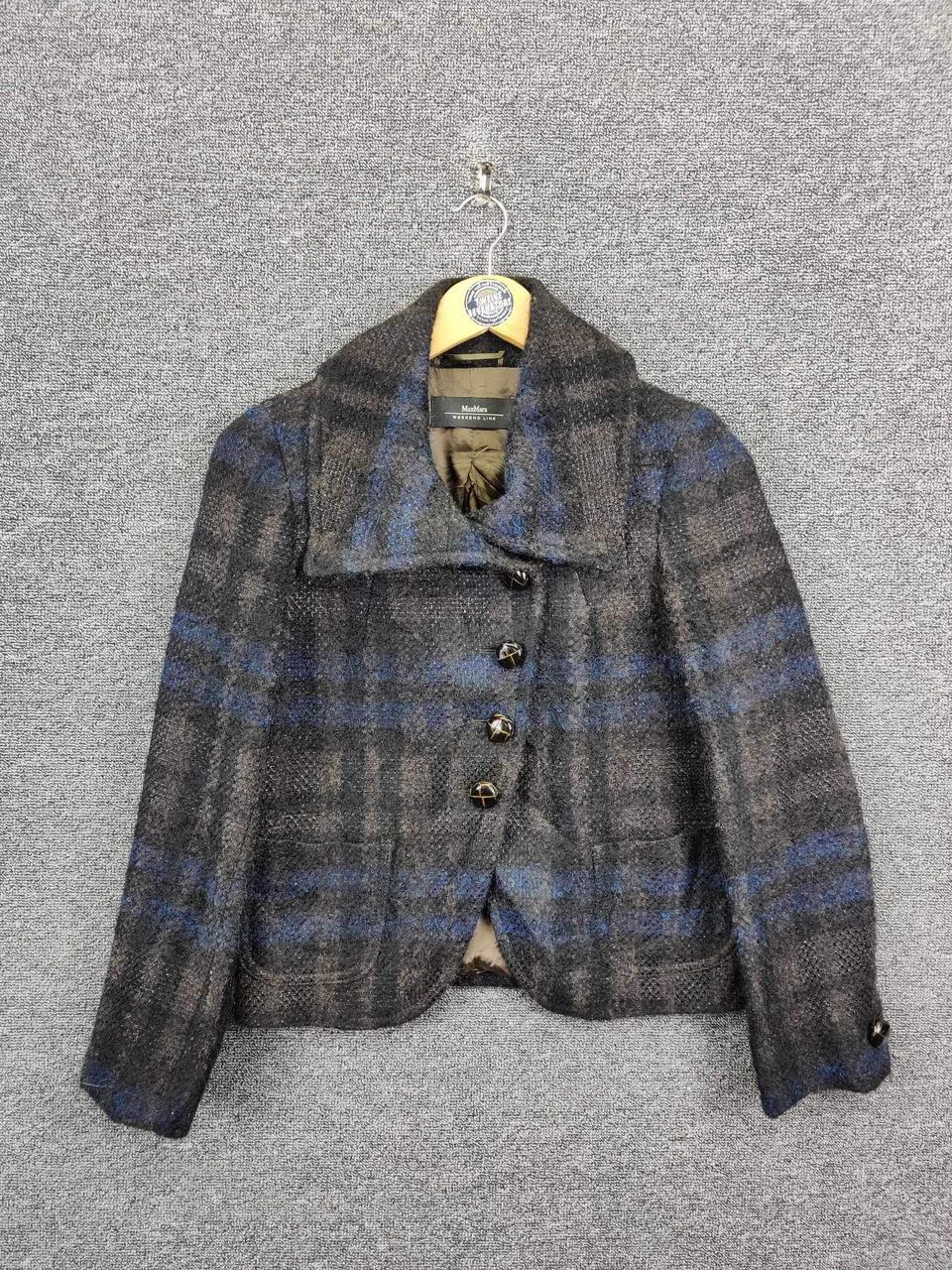 Japanese Brand Max Mara Weekend Plaid Wool Mohair Single Breasted Coat Size US S / EU 44-46 / 1 - 1 Thumbnail
