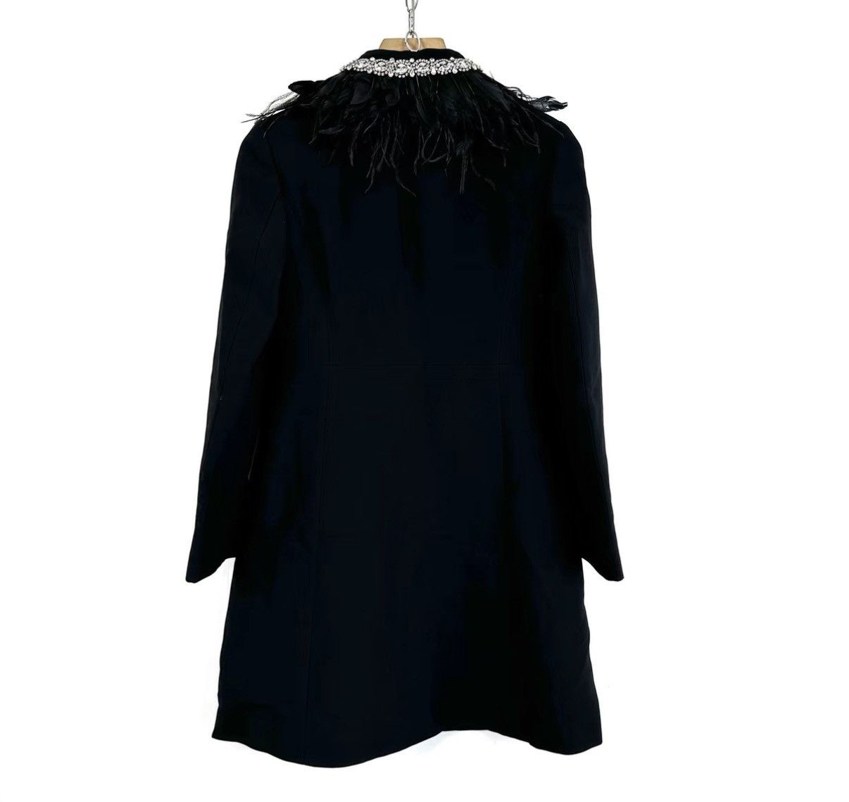 Miu Miu Miumiu Black Heavy Duty Crystal Feather Mid-Long Coat K12 Size S / US 4 / IT 40 - 2 Thumbnail