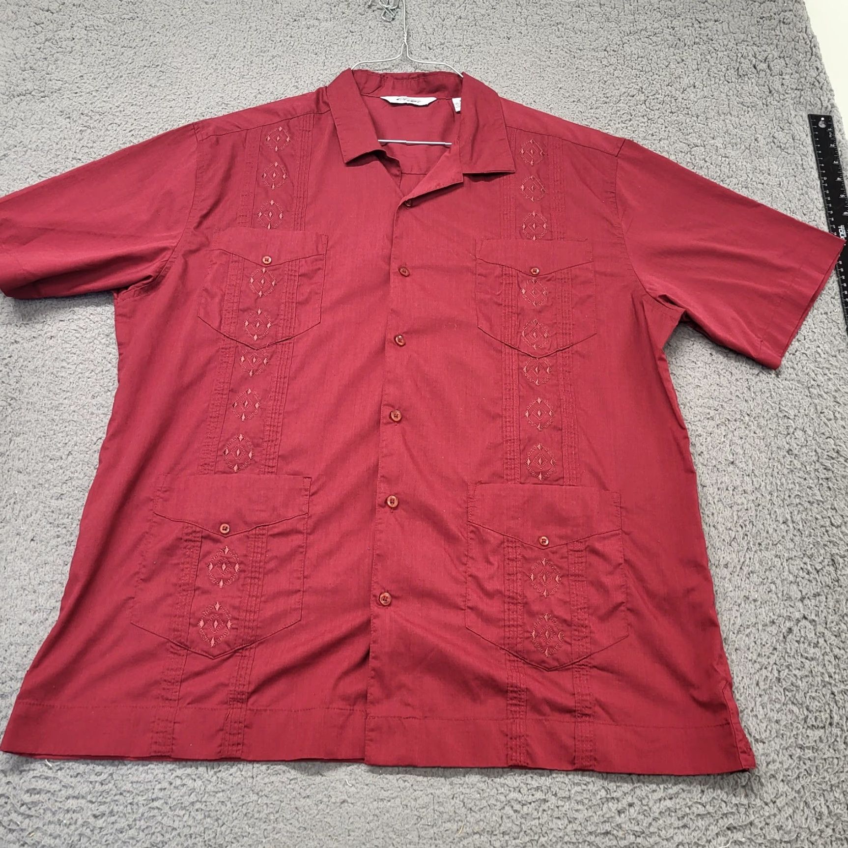 Vintage CUGI Guayabera Shirt Mens XL Red Embroidered Pockets Button-Up Bartender Cigar Beach Classic Vintage No Size US XL / EU 56 / 4 - 4 Thumbnail