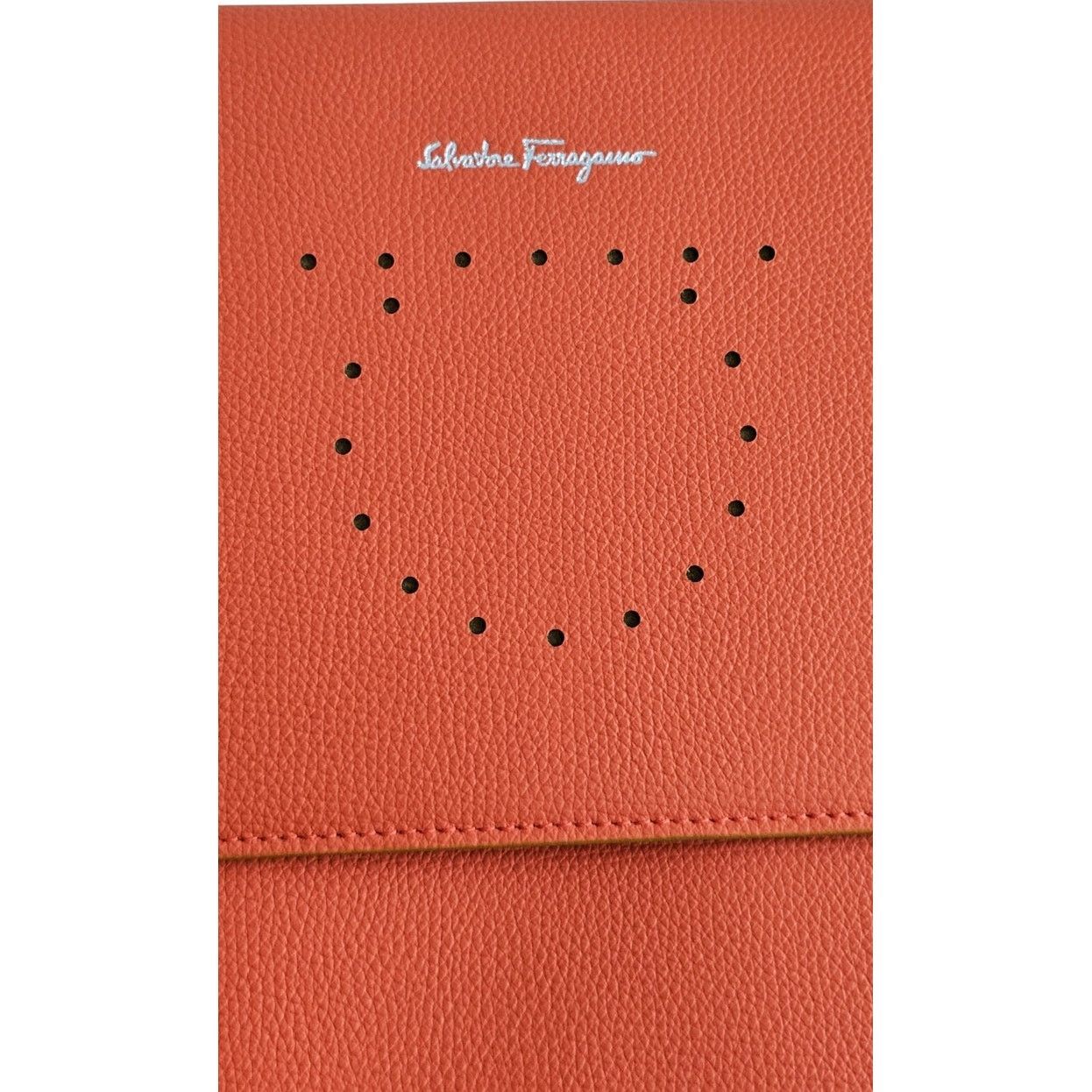 Salvatore Ferragamo Salvatore Ferragamo Orange Pebbled Leather Clutch Bag Size ONE SIZE - 8 Thumbnail