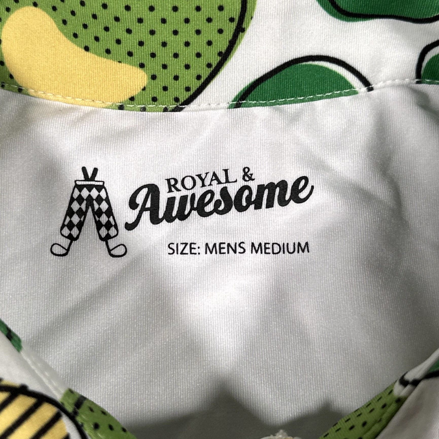 Vintage Royal & Awesome Polo Shirt Mens Medium Green White Golf Course Print Stretch Size US M / EU 48-50 / 2 - 7 Thumbnail