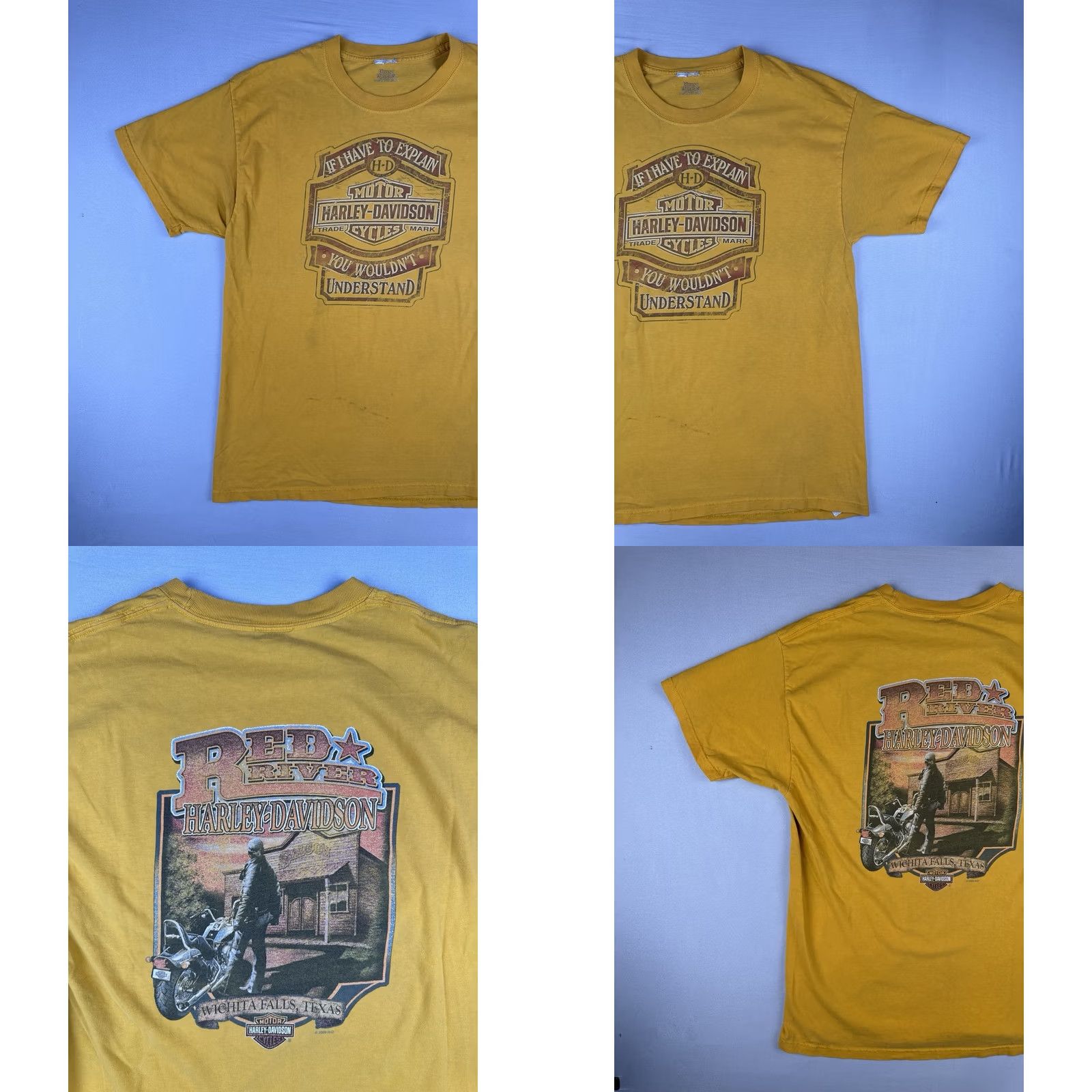 Harley Davidson Harley-Davidson T Shirt Yellow Crew Neck Short Sleeve Logo 2009 L Mens Size US L / EU 52-54 / 3 - 8 Thumbnail