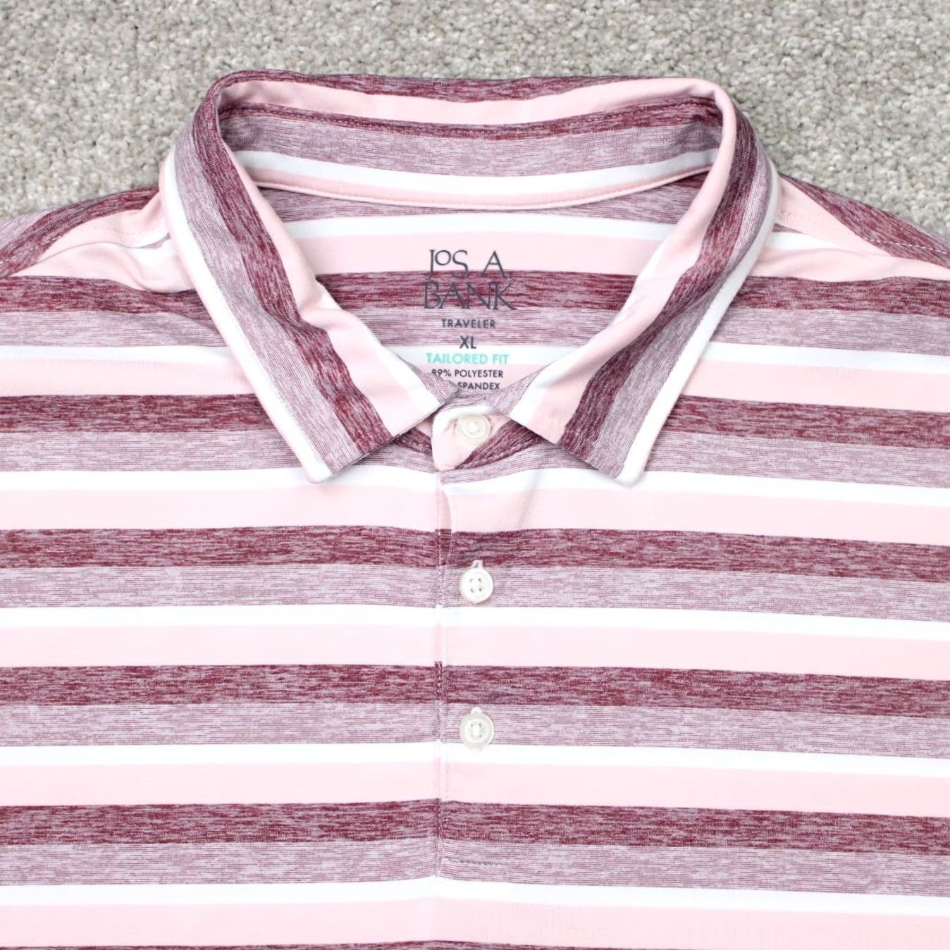 Jos. A. Bank Jos. A. Bank Polo Shirt Mens XL Pink Striped Traveler Tailored Fit Short Sleeve Size US XL / EU 56 / 4 - 4 Thumbnail