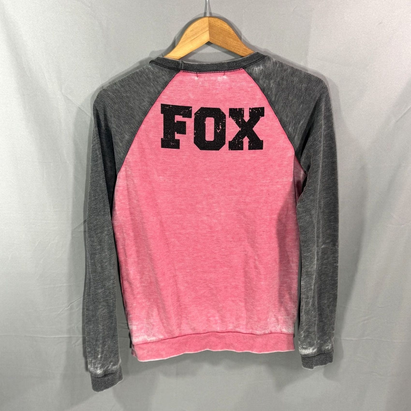 Fox Racing Fox Racing Sweater Womens Small Pink Gray 74 Crewneck Pullover Graphic Logo Moto Raglan Sleeve Knit Size S / US 4 / IT 40 - 2 Thumbnail