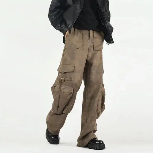 Japanese Brand Brown Leather Wide Leg Cargo Pant Size US 34 / EU 50 - 2 Thumbnail