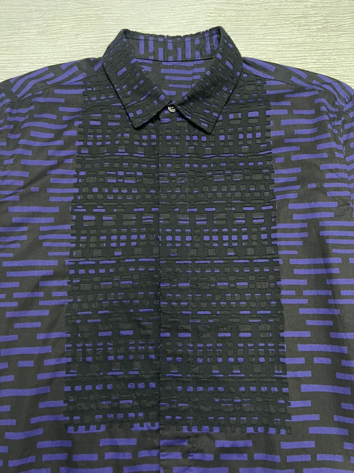 Issey Miyake Issey Miyake Men - Geometric Pattern Longsleeve Shirt Size US L / EU 52-54 / 3 - 7 Thumbnail