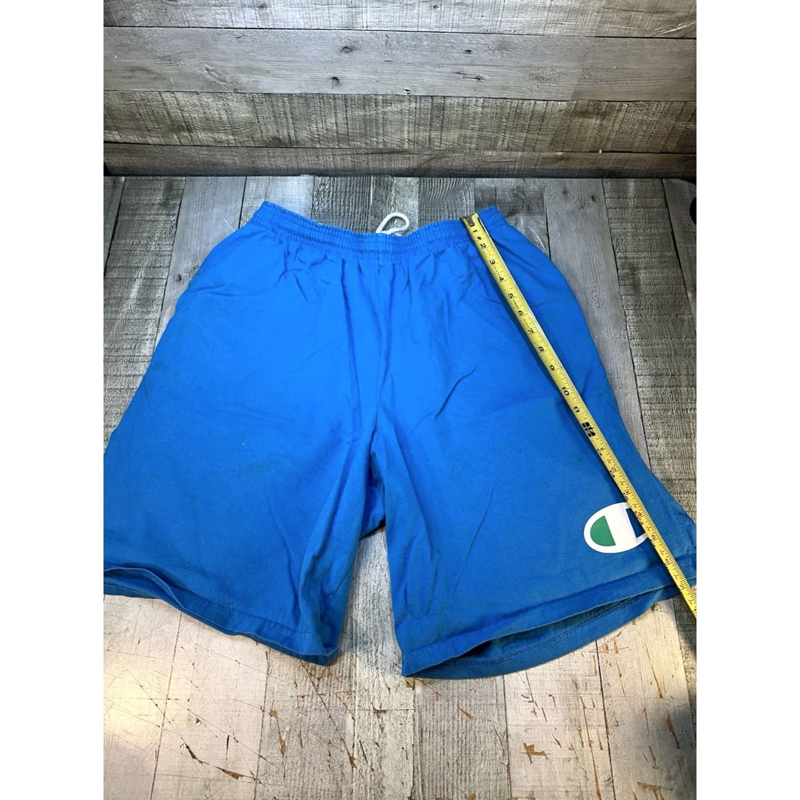 Champion Champion Athletic Shorts Mens M Blue Big Logo Drawstring Sweat Activewear Shorts Size US 31 - 3 Thumbnail