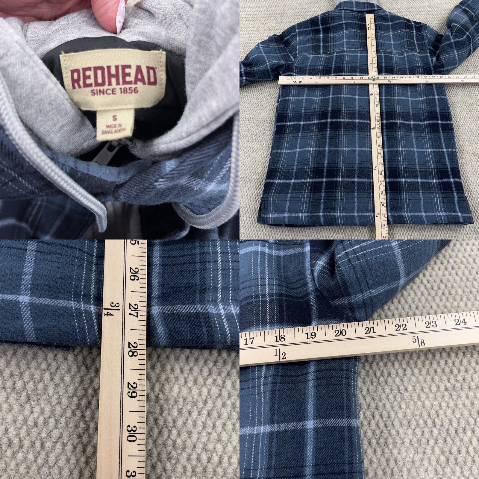 Vintage RedHead Shacket Men Small Blue Plaid Flannel Shirt Jacket Quilt Lined Hoodie A23 Red Size US S / EU 44-46 / 1 - 8 Thumbnail