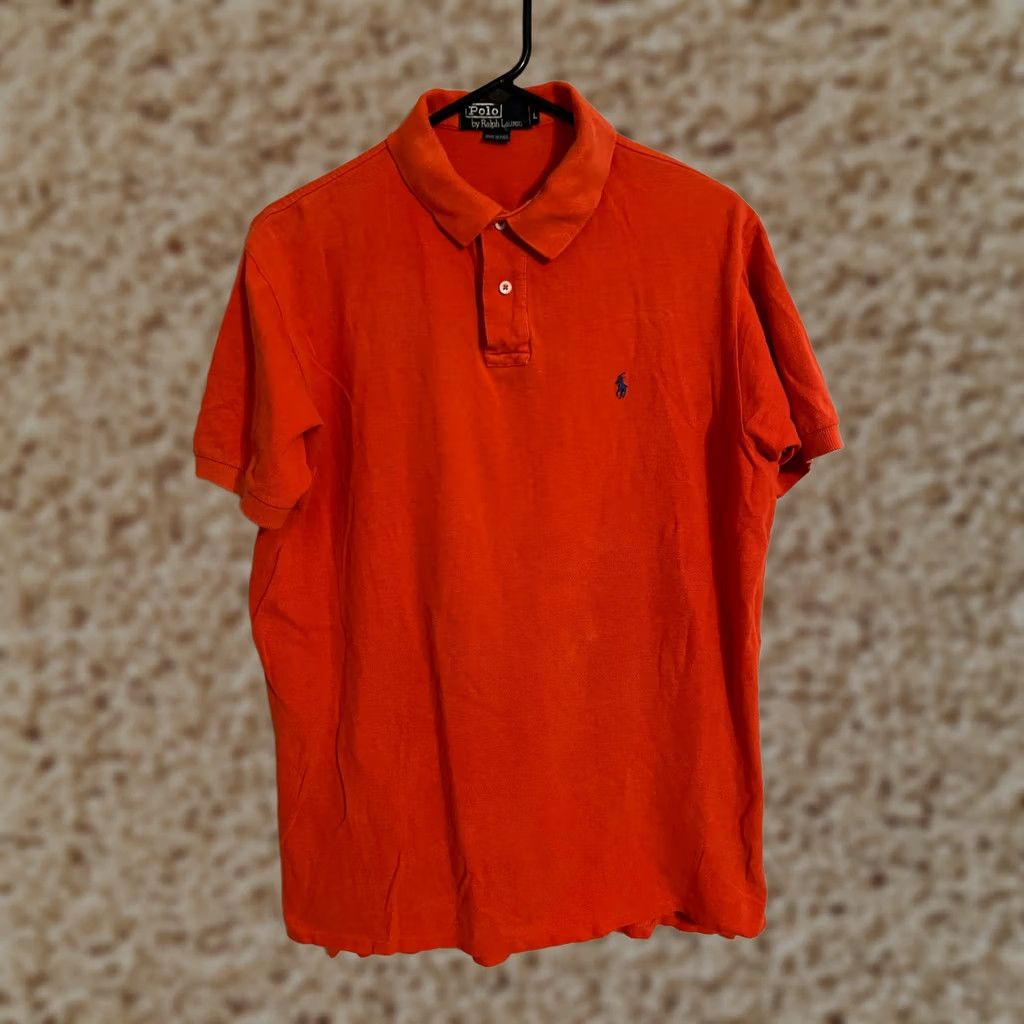 Polo Ralph Lauren VINTAGE Polo Ralph Lauren USA Orange Blue Pony Logo Polo Shirt Mens L Size US L / EU 52-54 / 3 - 1 Thumbnail